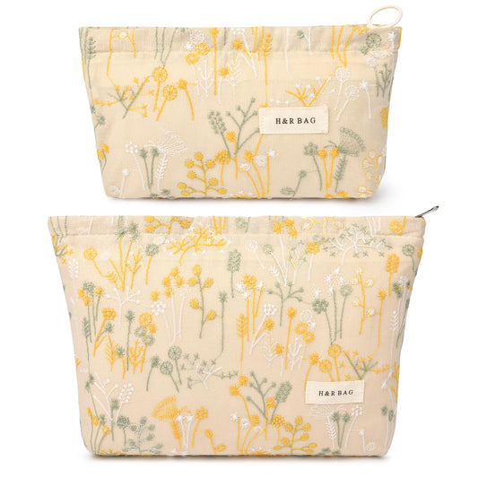SOIDRAM 2 Pcs Makeup Bag Large Cosmetic Bag Toiletry Bag Makeup Pouch Travel Bag Organizer Cute Makeup Brushes Aesthetic Accessories Storage Bag Beauty and Personal Care SOIDRAM Default Title