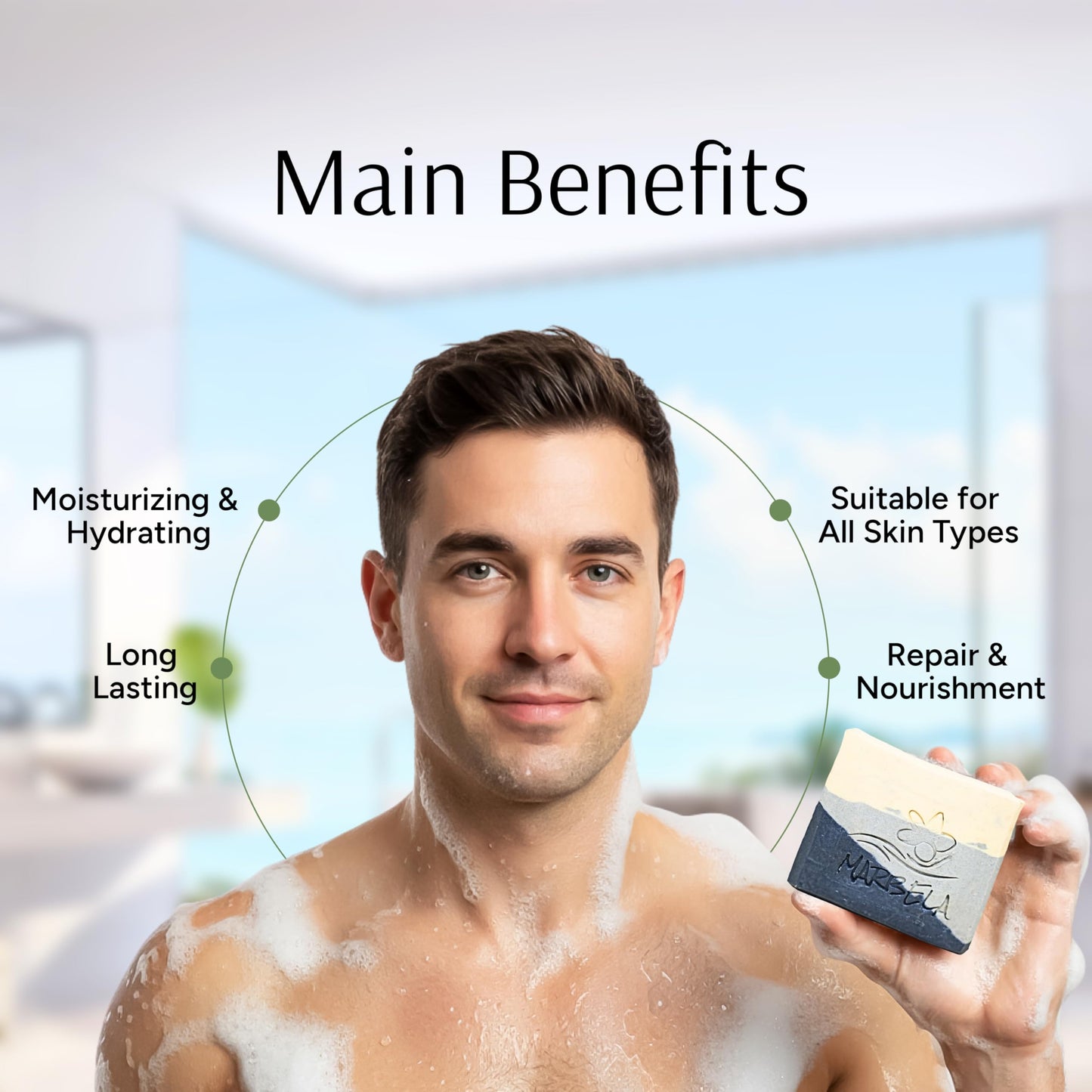 Marbela Cosmetics Handmade Soap Bar - Made in USA, Vegan Friendly, Palm Oil Free, Natural Bar Soap - Gentle Face & Body Soap for Daily Skin Care Beauty & Personal Care Marbela