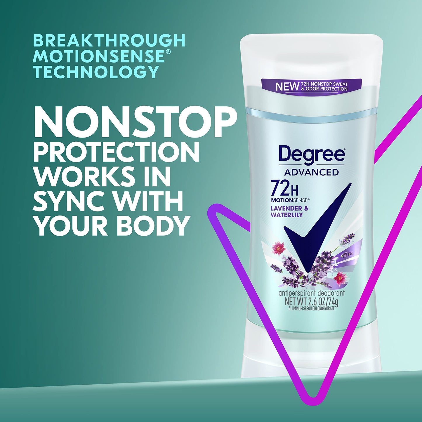 Degree Antiperspirant Deodorant 72-Hour Sweat and Odor Protection Lavender and Waterlily Antiperspirant for Women with MotionSense Technology 2.6 oz 4 Beauty and Personal Care Degree