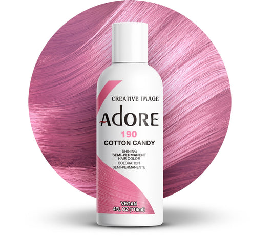 Adore Semi Permanent Hair Color (190 Cotton Candy) | Vegan & Cruelty-Free Pink Hair Dye | No Ammonia, No Peroxide, No Alcohol | 4 Fl Oz Beauty & Personal Care Adore