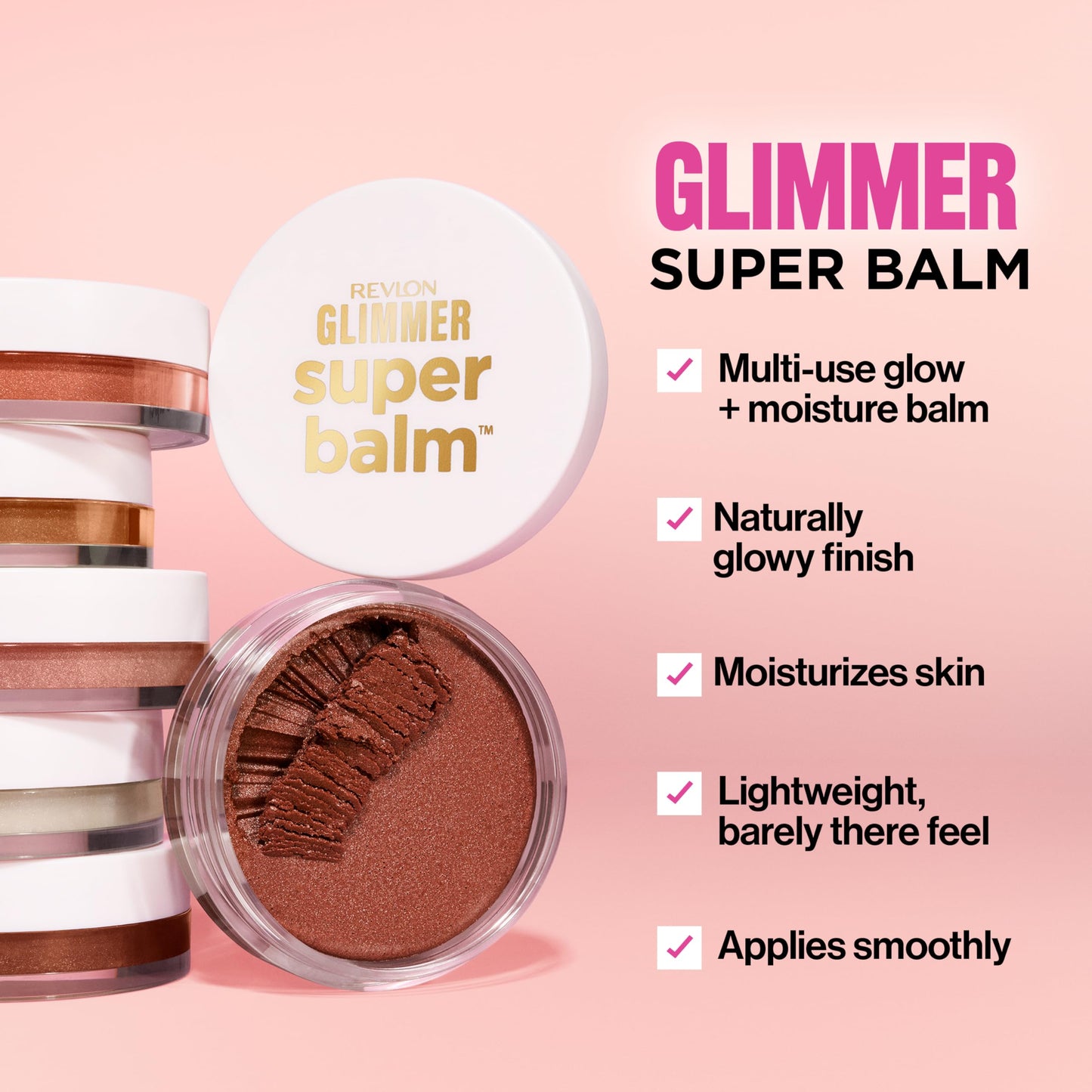 Revlon Glimmer Super Balm, Multi-Use Glow Face Makeup, Cream Bronzer, Highlighter, & Blush, 002 Cocktail Hour, 0.06 oz Beauty & Personal Care REVLON