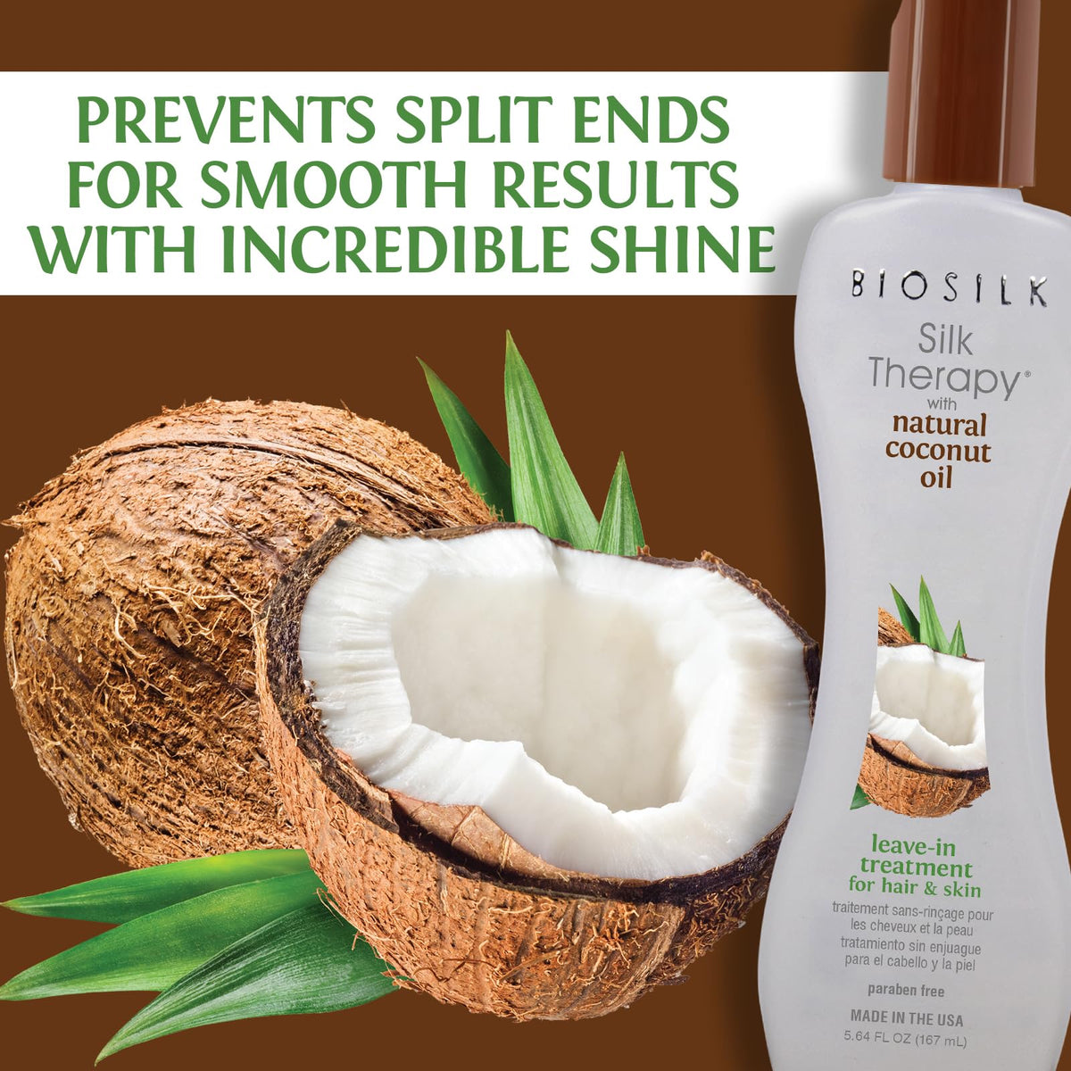BioSilk Silk Therapy with Natural Coconut Oil, Leave-In Hair Treatment