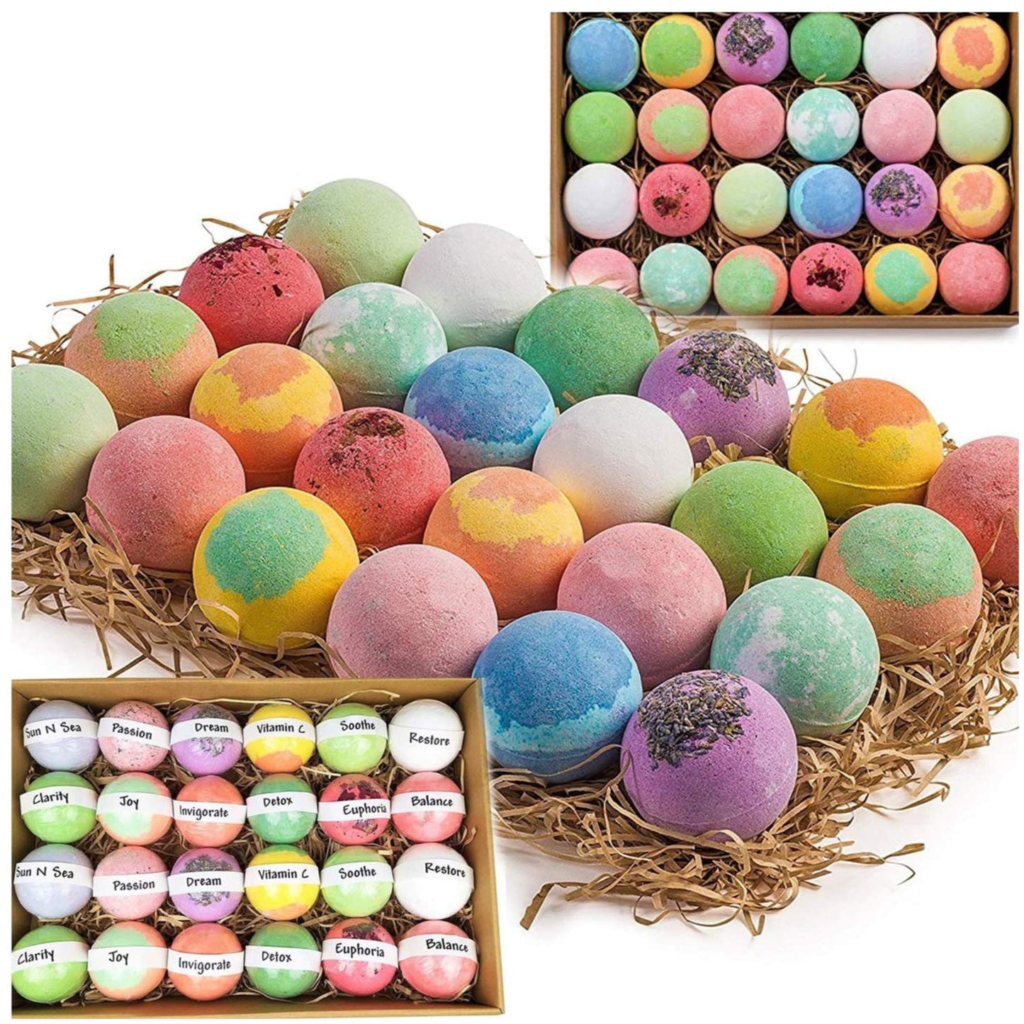 Bulk Bath Bombs Gift Set - 24 Nurture Me Organic Bath Bomb Kit - Moisturizing Bath Bombs Bath Gift Set - Best Birthday Gifts for Women, Mom, Girls… Beauty & Personal Care Nurture Me Organics