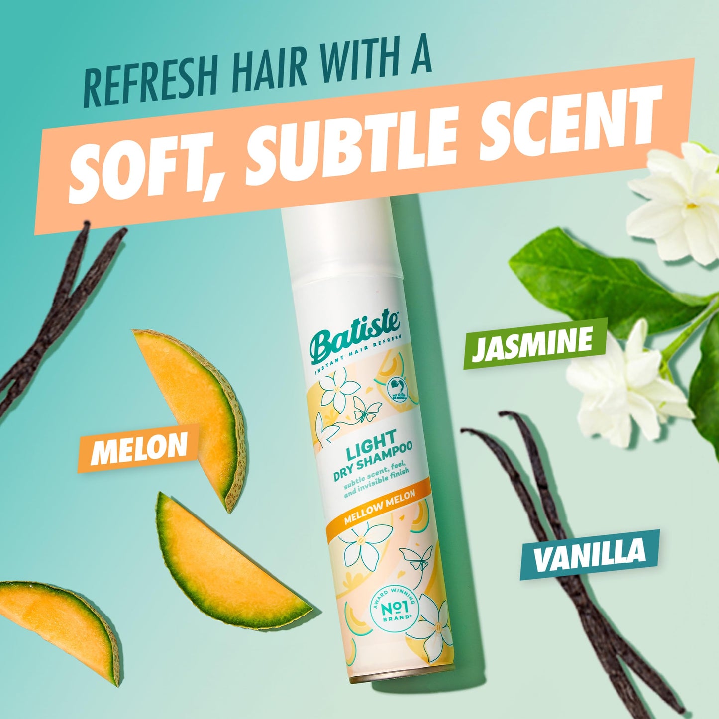 Batiste Light Dry Shampoo, Mellow Melon Fragrance, 3.81 Oz Beauty and Personal Care Batiste