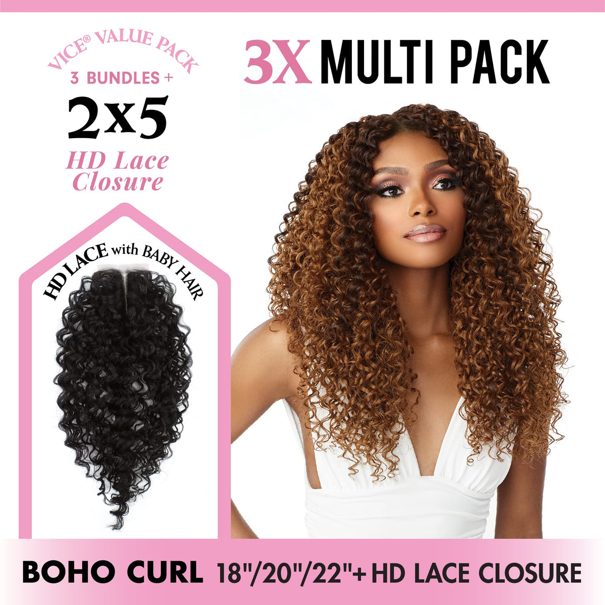 Sensationnel Vice Bundles Multi Weaving-Boho Curl,18 20 22 Inch, 613 BLONDE