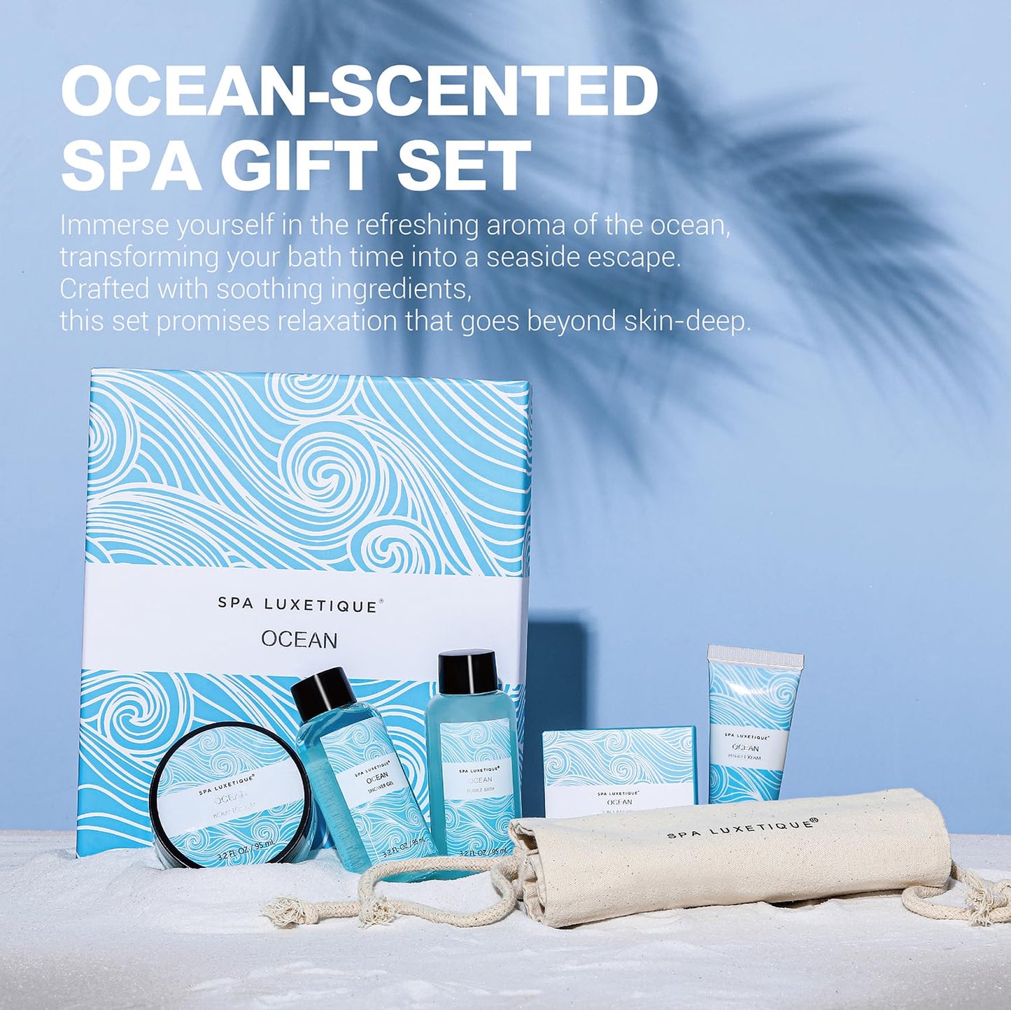 Spa Luxetique Spa Gift Set for Women,Ocean Spa Set Includes Body Lotion, Shower Gel,Bubble Bath, Hand Cream,Bath Gifts for Women, Mothers Day Gifts Beauty and Personal Care spa luxetique