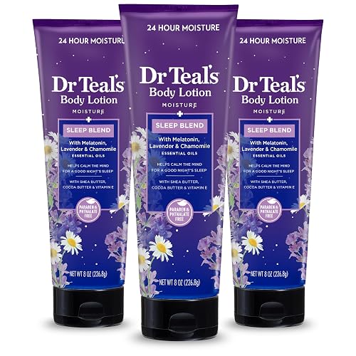 Dr Teal's Sleep Body Lotion, 24-Hour Moisture, with Melatonin, Lavender & Chamomile Essential Oils, 8 fl oz (Pack of 3) Beauty & Personal Care Dr Teal's