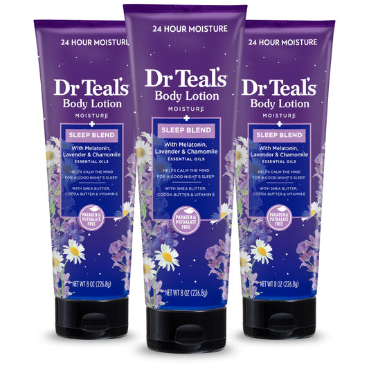Dr Teal's Sleep Body Lotion, 24-Hour Moisture, with Melatonin, Lavender & Chamomile Essential Oils, 8 fl oz (Pack of 3) Beauty & Personal Care Dr Teal's