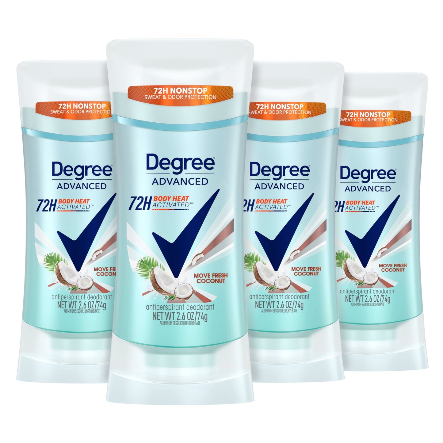Degree Advanced Antiperspirant Deodorant Move Fresh Coconut 4 Count 72-Hour Sweat & Odor Protection Antiperspirant for Women with MotionSense Beauty and Personal Care Degree