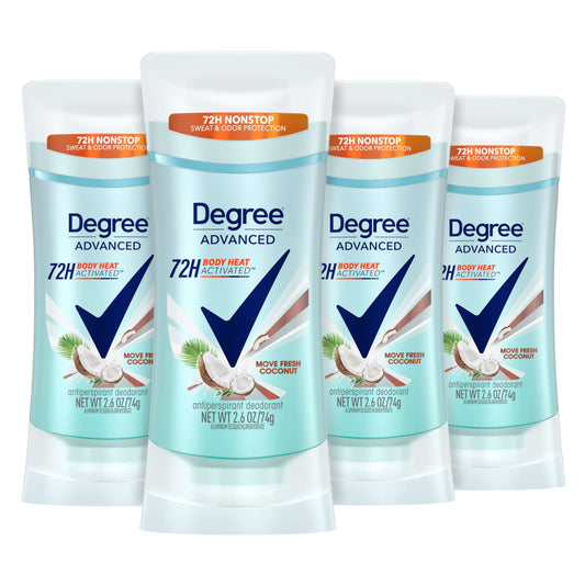 Degree Advanced Antiperspirant Deodorant Move Fresh Coconut 4 Count 72-Hour Sweat & Odor Protection Antiperspirant for Women with MotionSense Beauty and Personal Care Degree