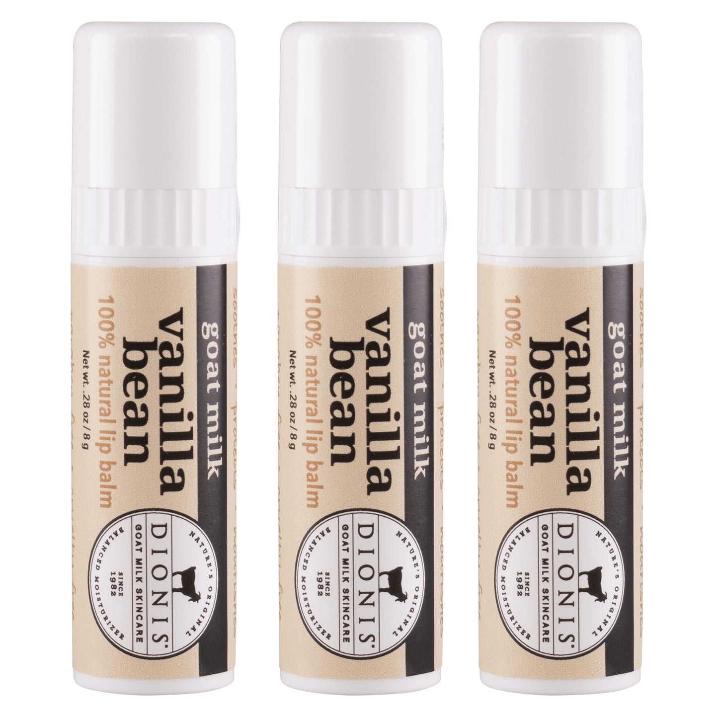 Dionis Goat Milk Jumbo Lip Balm - Moisturizing for Dry, Chapped, Lips, Conditioning with Beeswax, Shea Butter, Coconut Oil - Vanilla Bean 0.28oz (Pack Beauty & Personal Care Dionis