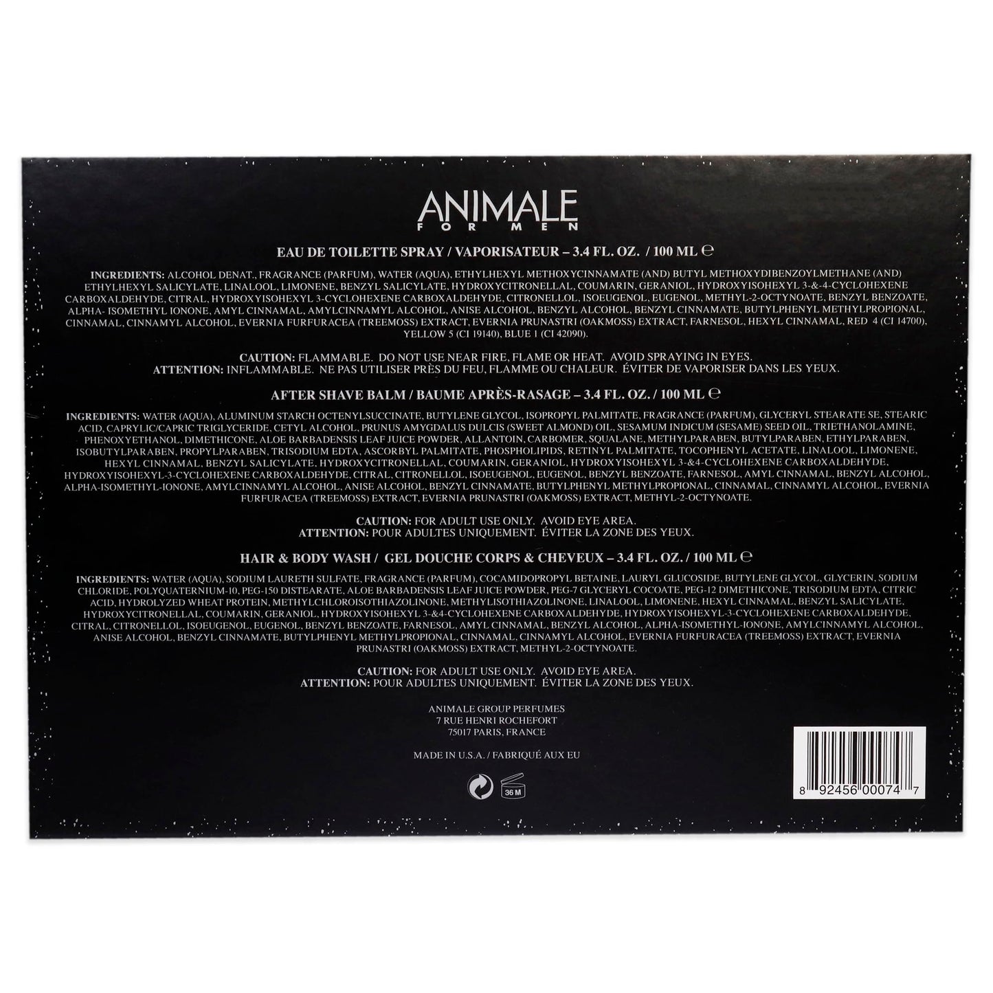 Animale By Animale Parfums For Men. Set-edt Spray 3.3 oz & Aftershave Balm 3.4 oz & Body Wash 3.4 oz Beauty & Personal Care Animal