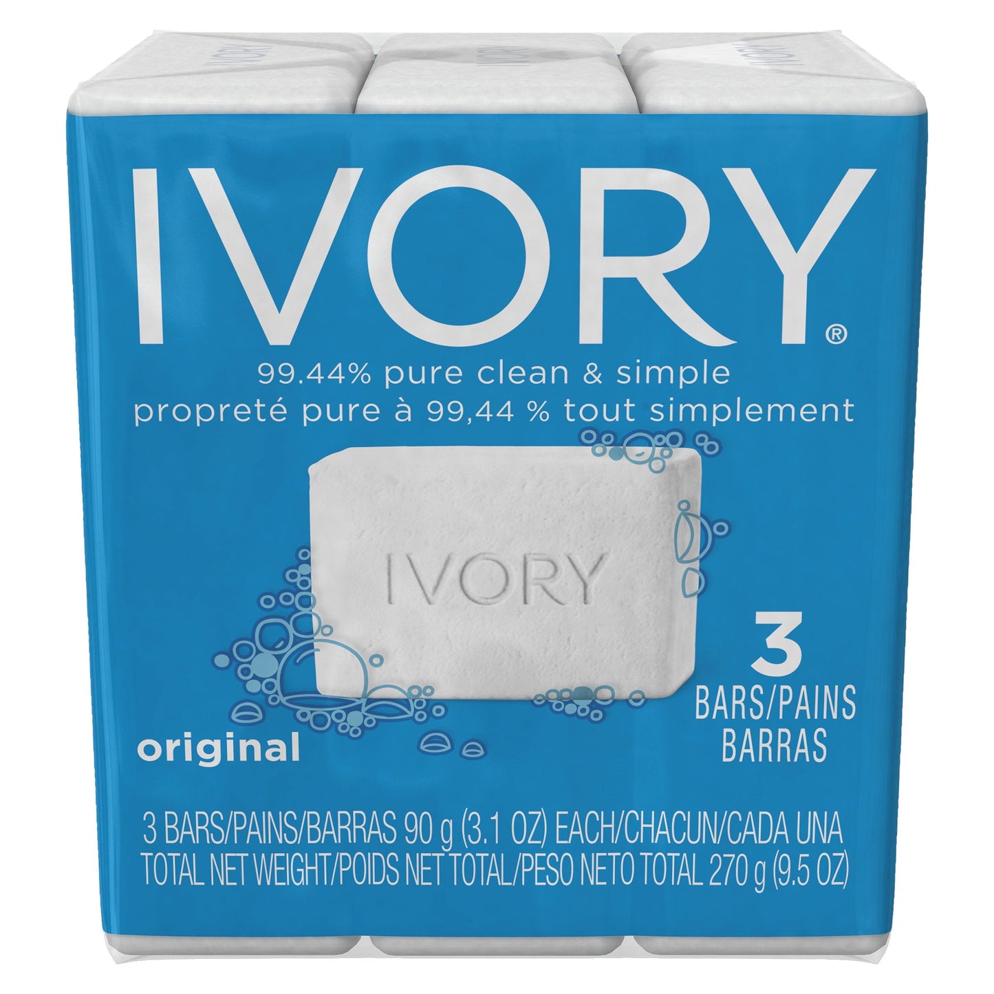 (Case of 24 Packs, White) - Ivory 12364 White Soap Bath Bar, Individually Wrapped, 90ml (Case of 24 Packs, 3 per Pack) Beauty & Personal Care Ivory