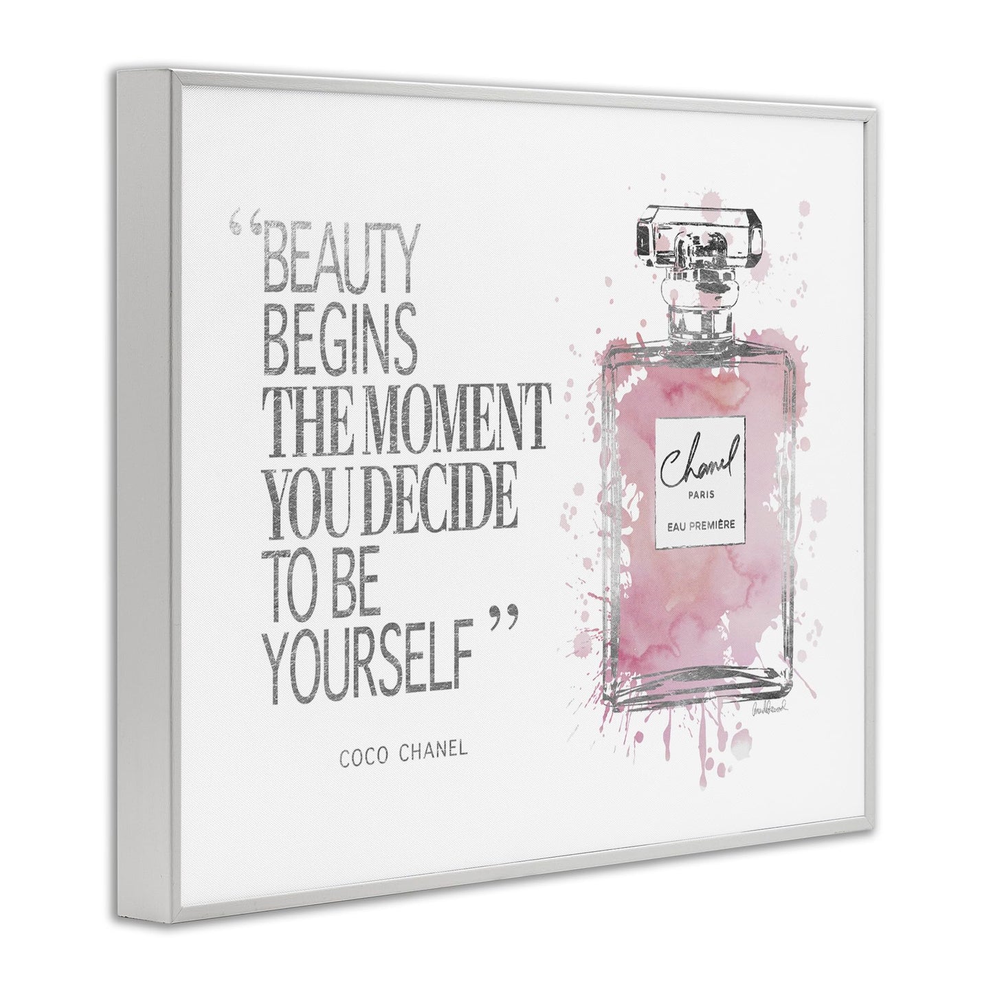 Stupell Industries Beauty Begins Fashion Perfume, Design by Amanda Greenwood White Framed Wall Art, 11 x 14, Pink Beauty & Personal Care Stupell Industries