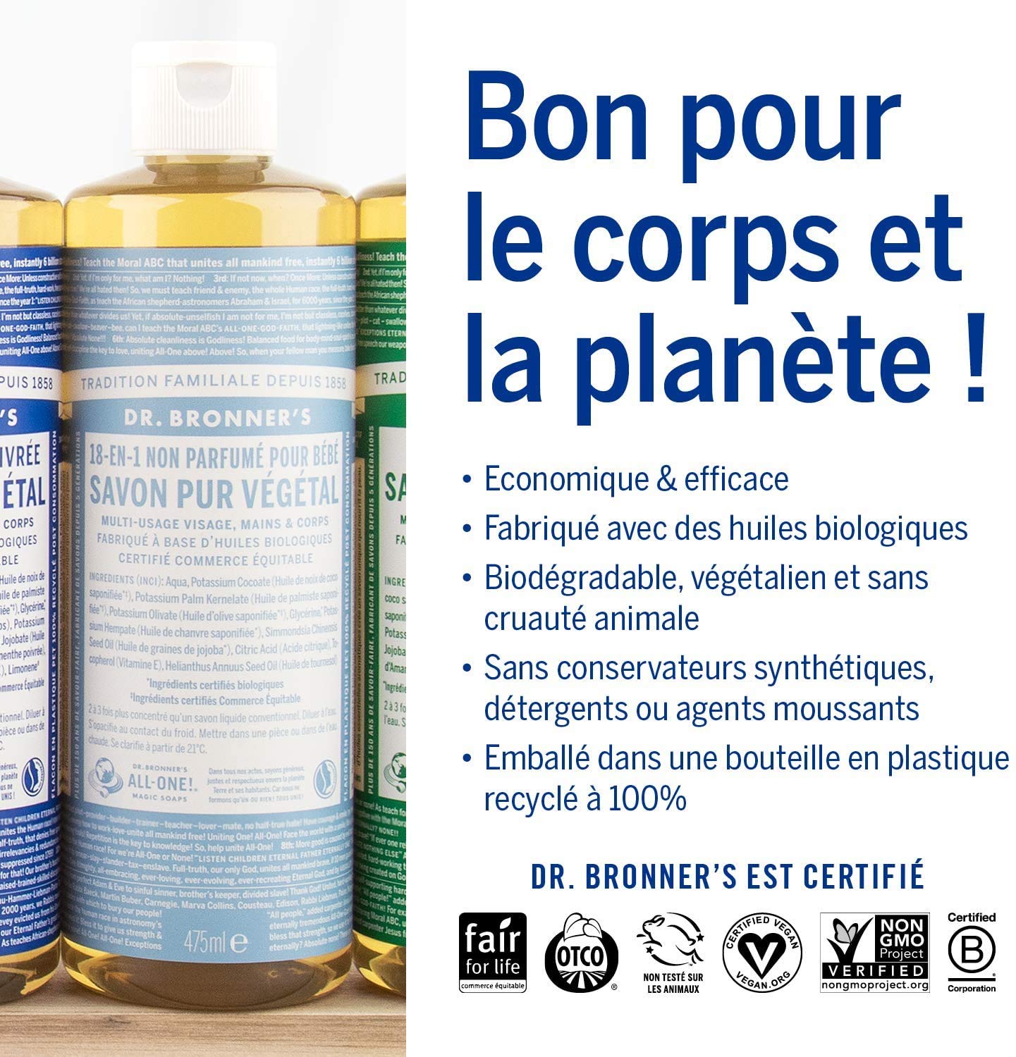 Dr. Bronner's Magic Soaps: Liquid Castile Soap, Baby Mild 8 oz (6 pack) Beauty & Personal Care Dr. Bronner's