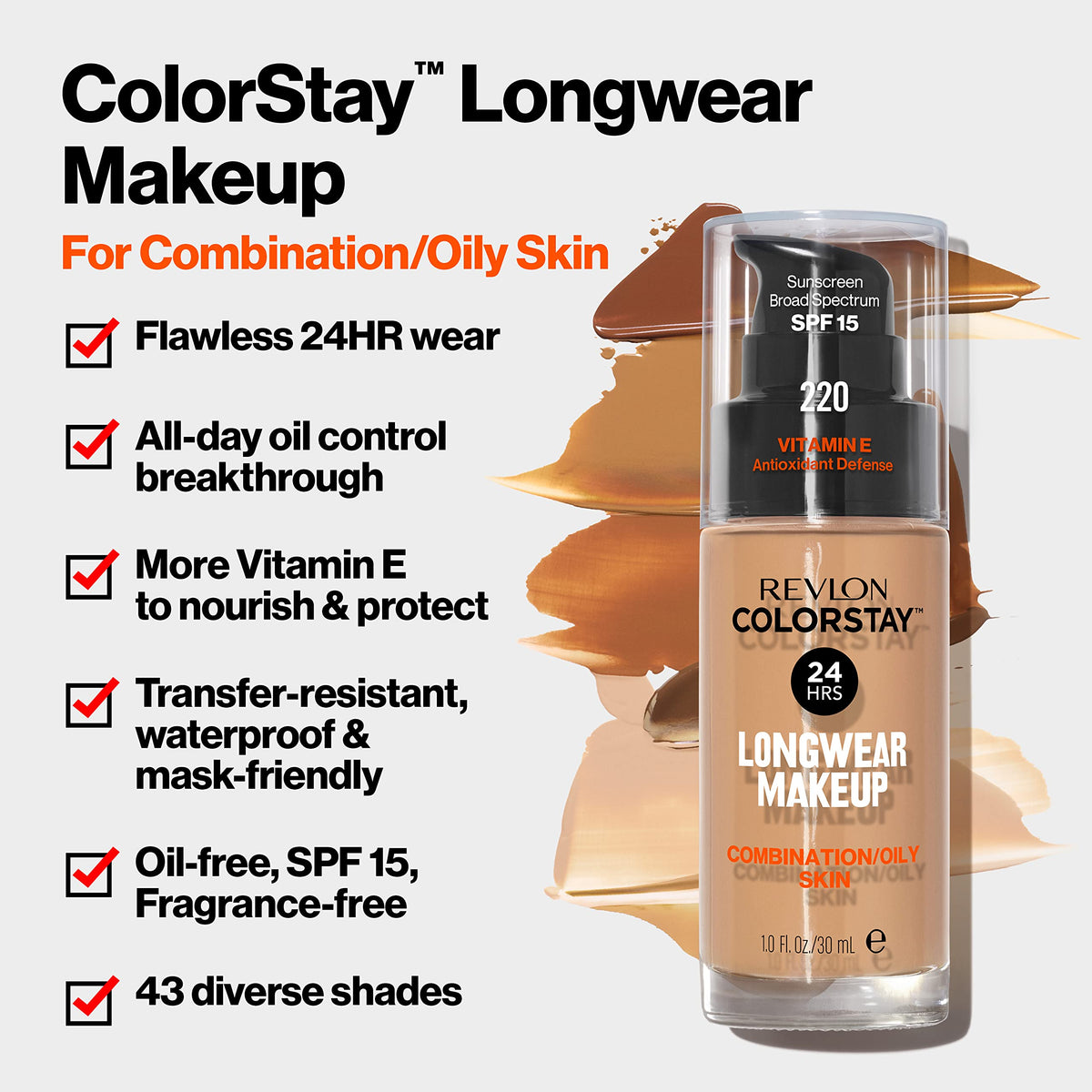 Revlon Colorstay SPF 15 Makeup Foundation for Combination/Oily Skin, Mocha, 1 Fl Oz Beauty & Personal Care REVLON