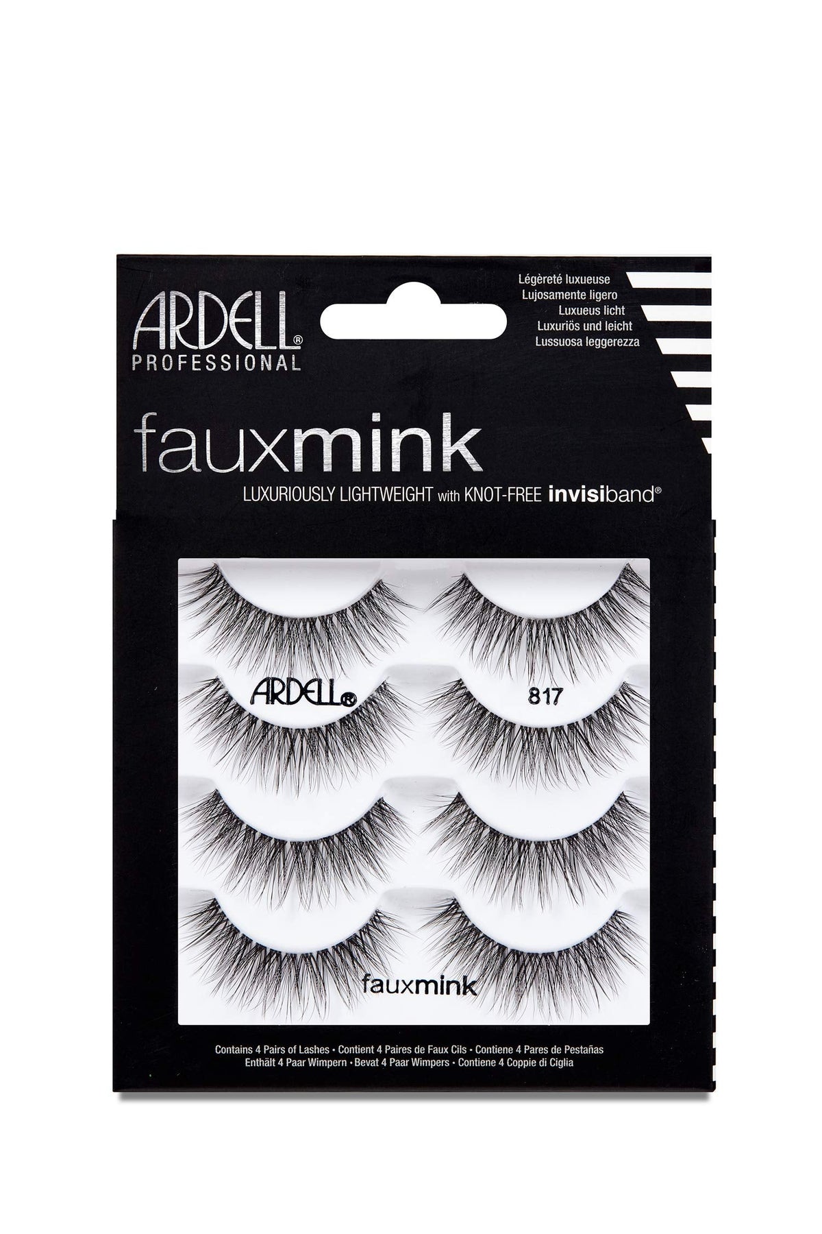 Ardell Faux Mink Lashes 817 - Lightweight, Knot-Free Invisiband Eyelashes for Natural Glam, 4 Pairs, 1 Pack Beauty & Personal Care Ardell