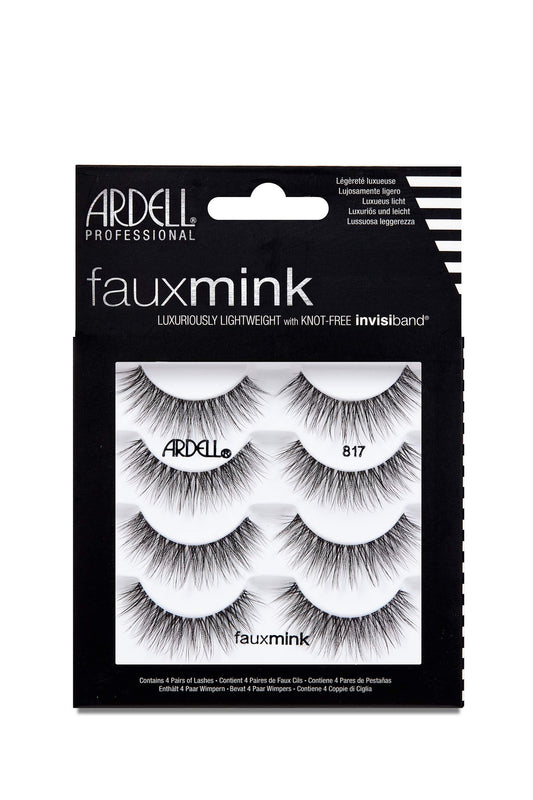 Ardell Faux Mink Lashes 817 - Lightweight, Knot-Free Invisiband Eyelashes for Natural Glam, 4 Pairs, 1 Pack Beauty & Personal Care Ardell