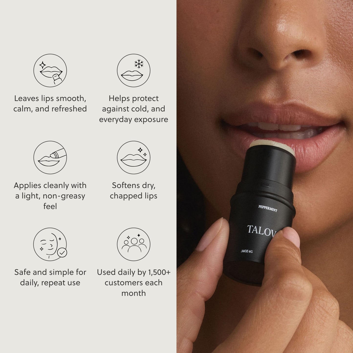 TALOVA - Grass-Fed Tallow Lip Balm, Lip Sleeping Mask, Overnight Moisturizer, Natural & Clean Moisturizing Lip Balm Vitamins A, D, E, & K, Nourishes Beauty & Personal Care TALOVA