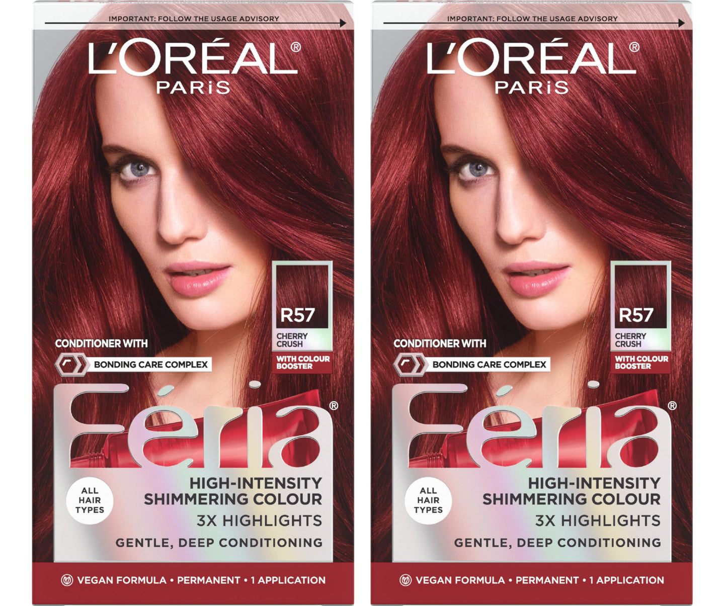 L'Oreal Paris Feria Multi-Faceted Shimmering Permanent Hair Color, R57 Intense Medium Auburn, Hair Dye Kit, Pack of 2 Beauty & Personal Care L'Oreal Paris