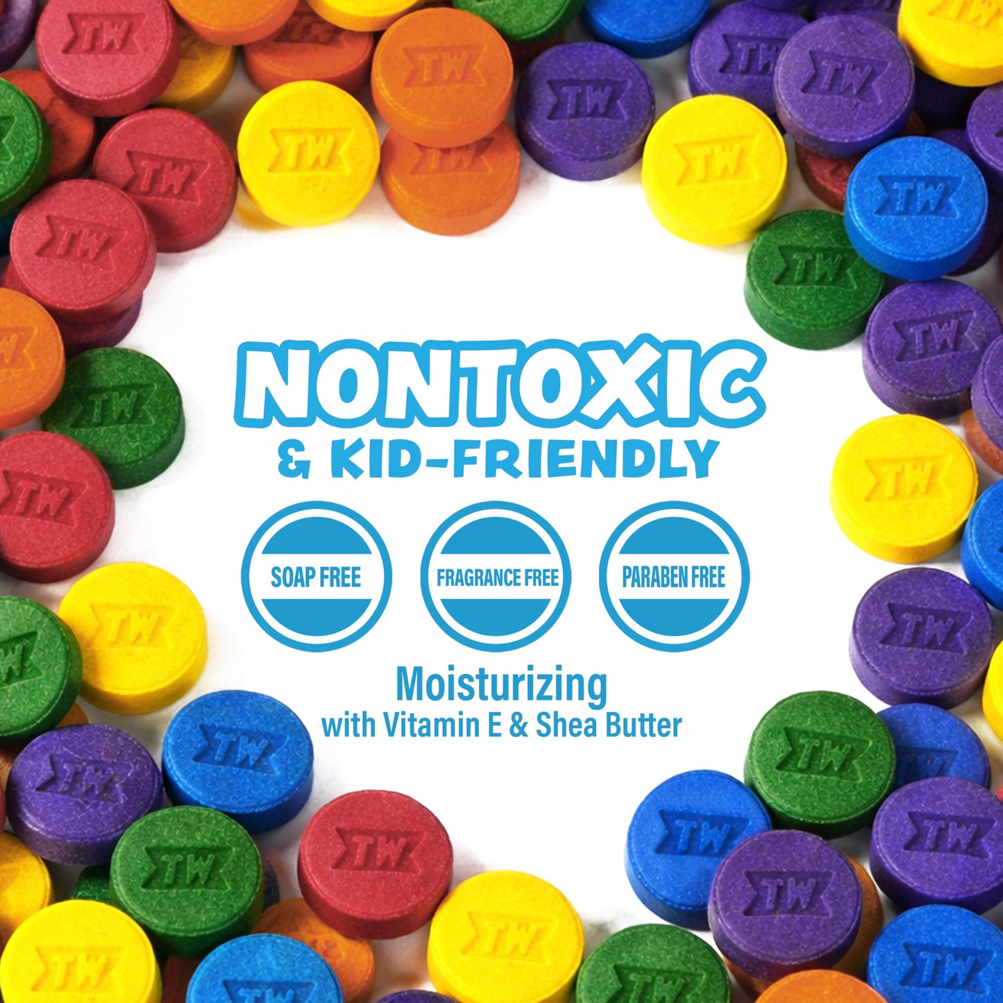 Tub Works® Bath Color Pops™ Moisturizing Kids Bath Bombs, 42 Count | Bath Bomb Refills for Bath Color Brush | Nontoxic & Fragrance-Free | 6 Unique Beauty and Personal Care Tub Works