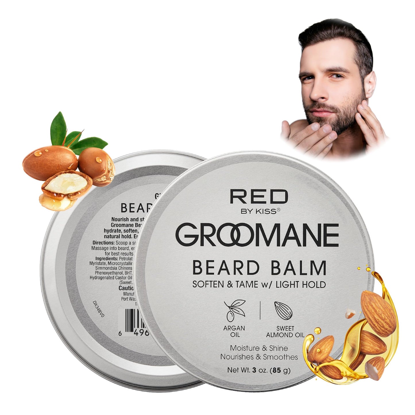 Red by Kiss Groomane Beard Balm Sandalwood, 3oz, Conditioning & Styling with Argan Oil & Sweet Almond Oil, Light Hold, Softens & Tames Facial Hair Beauty and Personal Care Red by Kiss