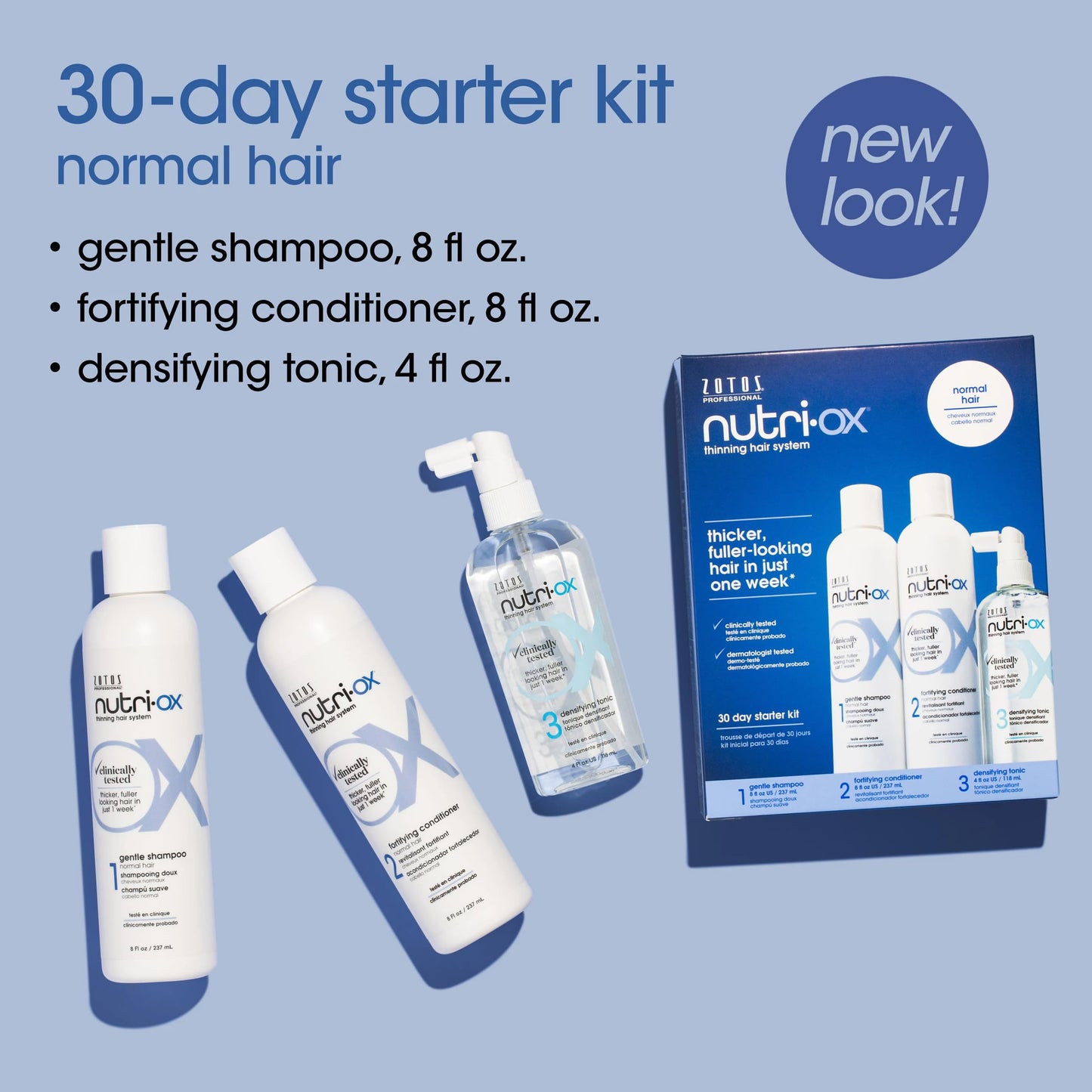 NUTRI-OX Starter Kit for Thinning Hair | Thicker, Fuller-Looking Hair | Peppermint | Clinically & Dermatologically Tested | 30 Day Supply Beauty & Personal Care NUTRI-OX