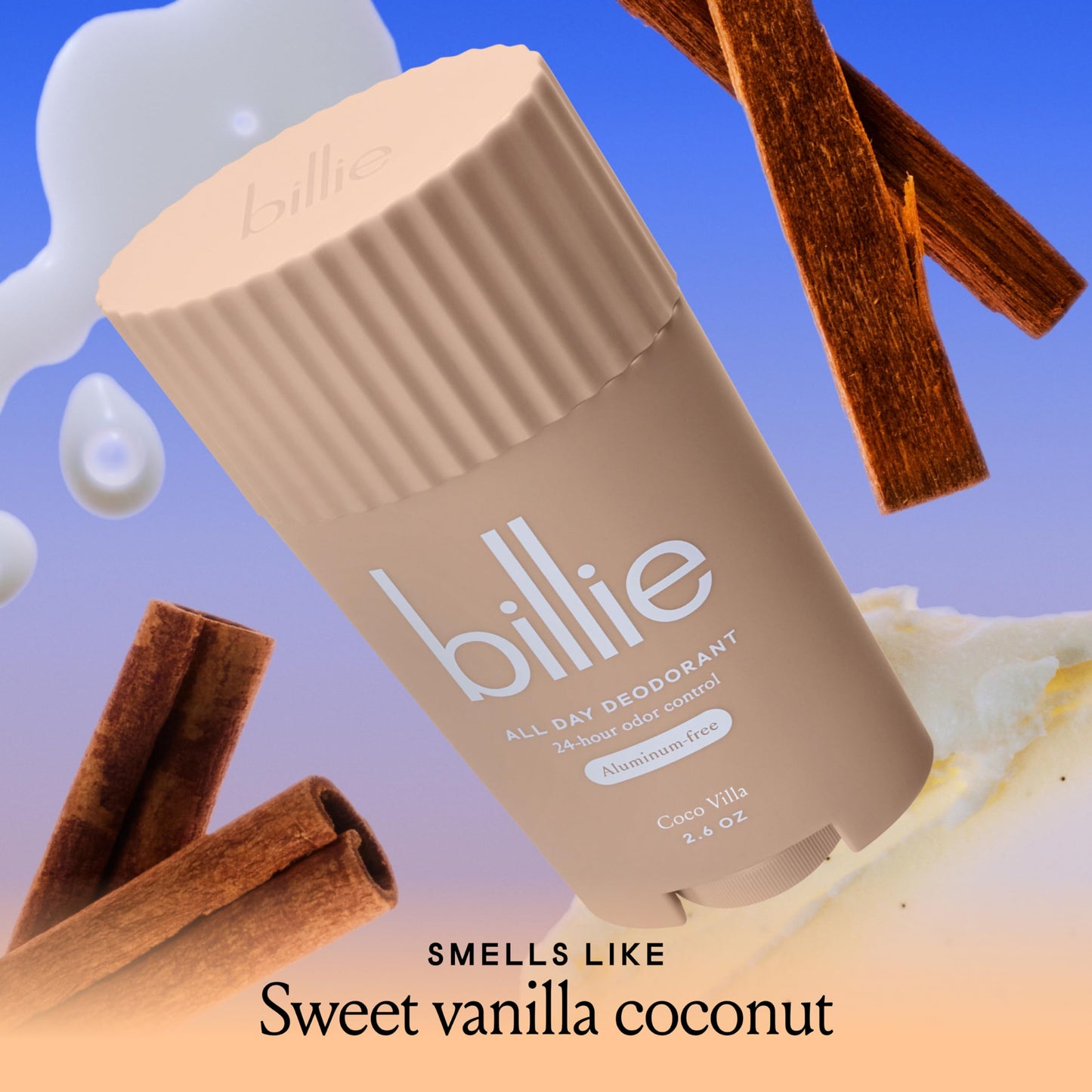 Billie All Day Deodorant, 24-hour Odor Protection, Aluminum-Free, Coco Villa, 2.6oz Beauty and Personal Care Billie