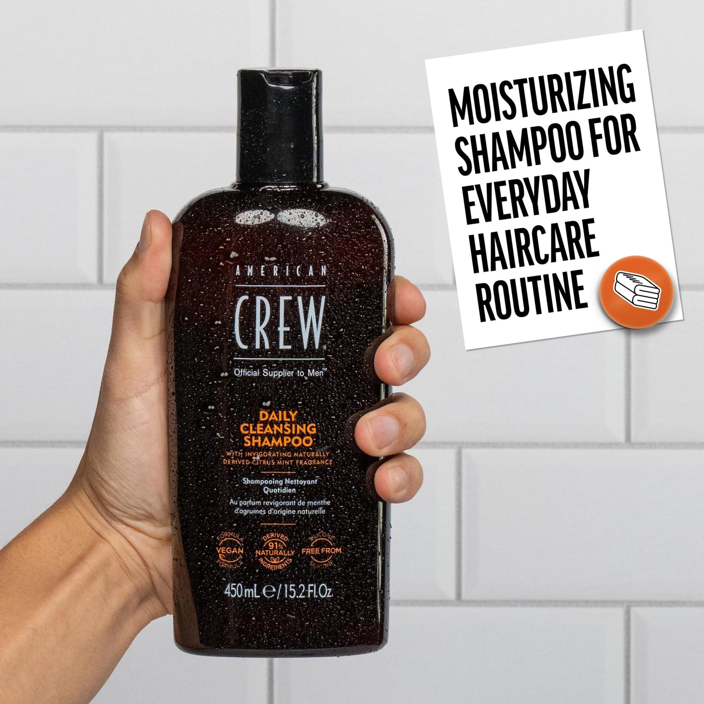 American Crew Shampoo for Men, Daily Cleanser, Naturally Derived, Vegan Formula, Hair Care Gift for Him, Citrus Mint Fragrance, 15.2 fl oz Beauty & Personal Care AMERICAN CREW