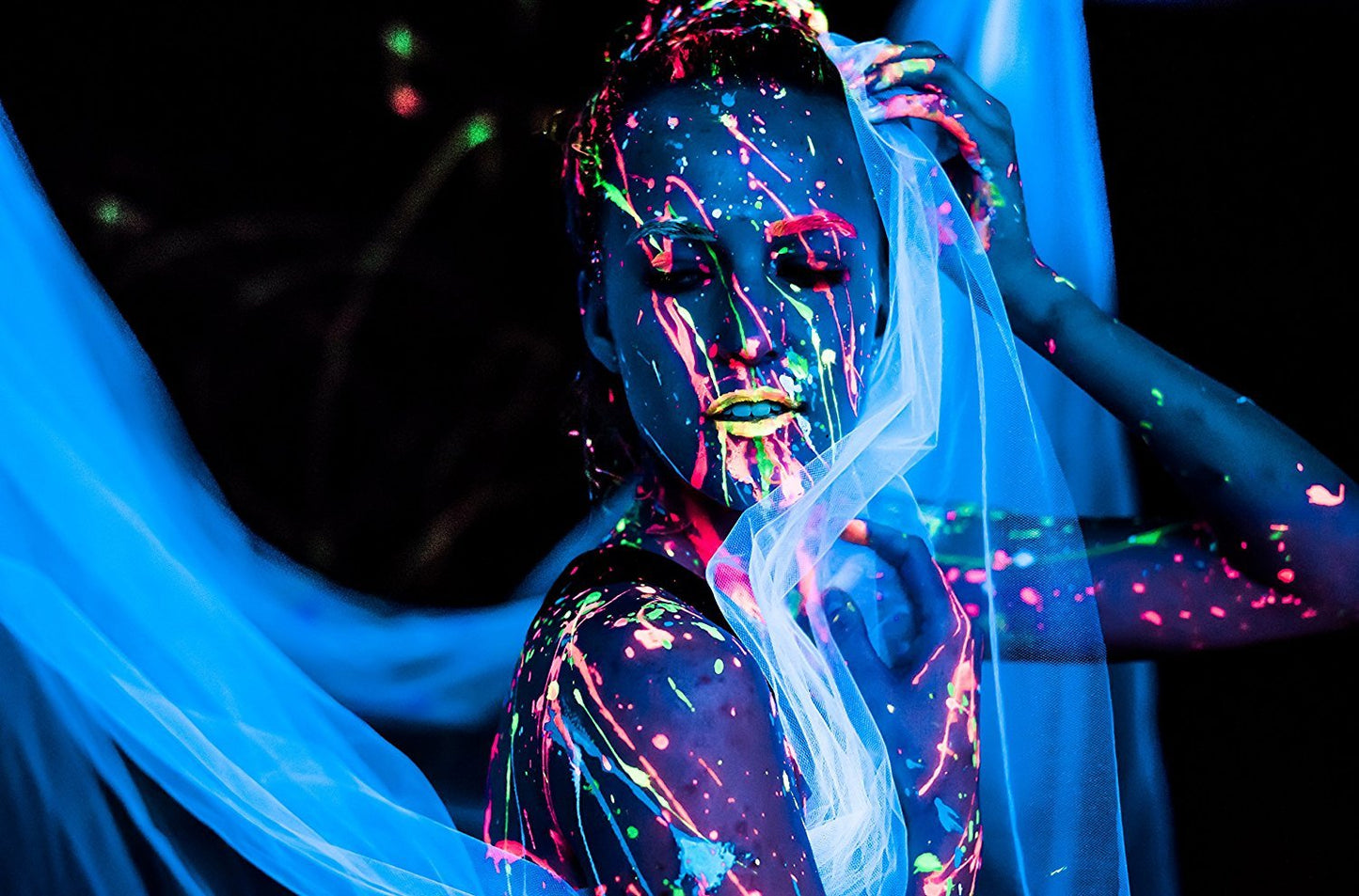 Midnight Glo UV Neon Face & Body Paint Glow - Blacklight Reactive Fluorescent Paint - Safe, Washable, Non-Toxic, Great For Raves, Parties, Festivals Beauty & Personal Care Midnight Glo