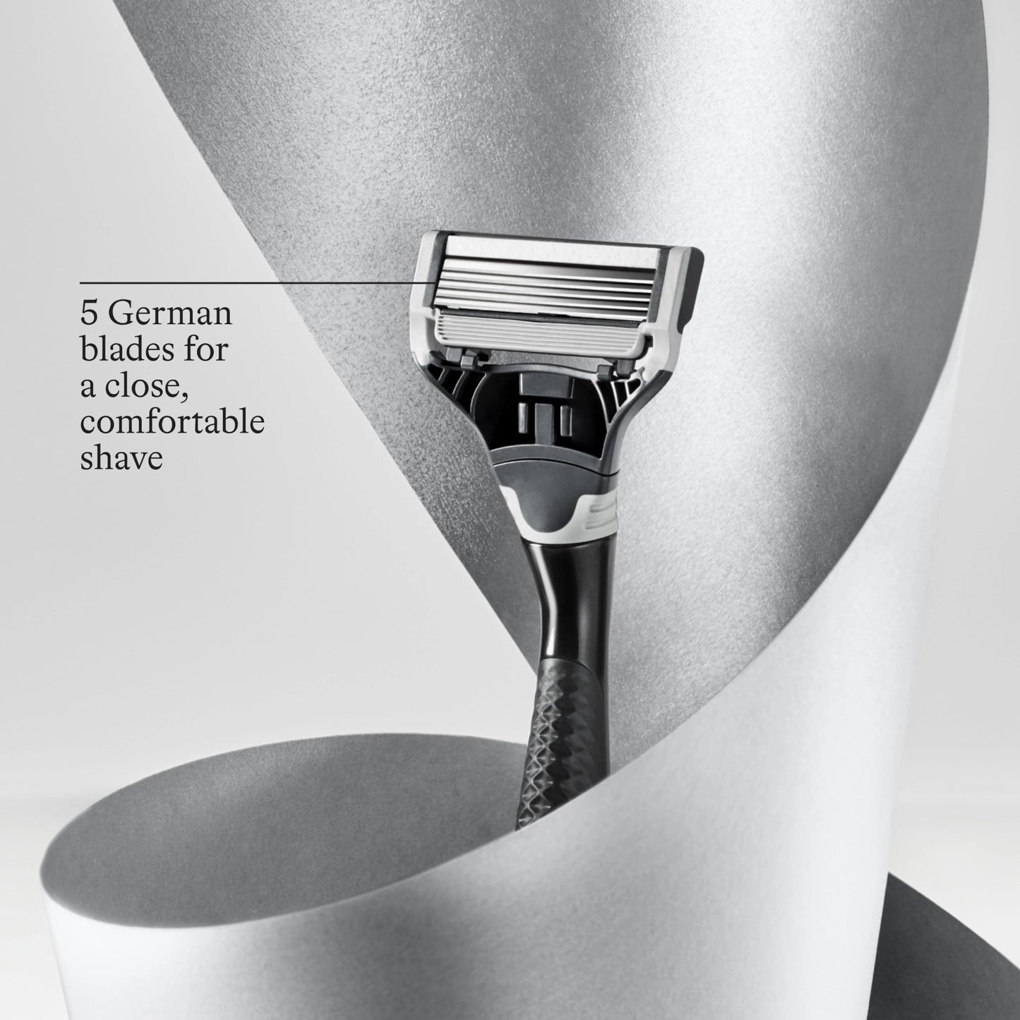 Harry's Original Shave Gift Set for Men - Black Metallic Handle + 3 Razor Blade Cartridges + Travel Blade Cover + 1 Foaming Shave Gel - German Beauty and Personal Care Harry's