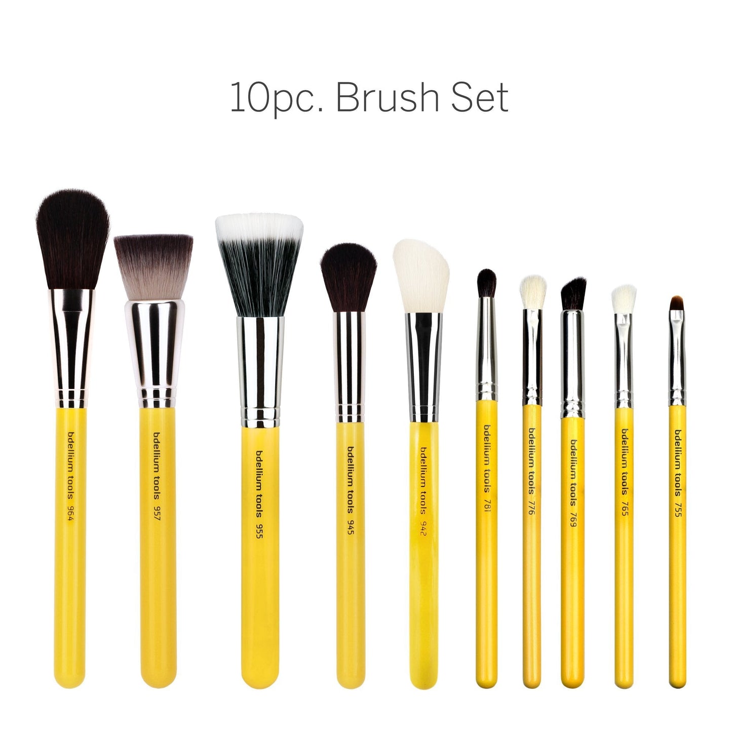 Bdellium Tools Studio Mineral 10pc. Brush Set with Roll-up Pouch - Designed for Use with Mineral Makeup (Yellow, 1pc) Beauty & Personal Care BDELLIUM TOOLS