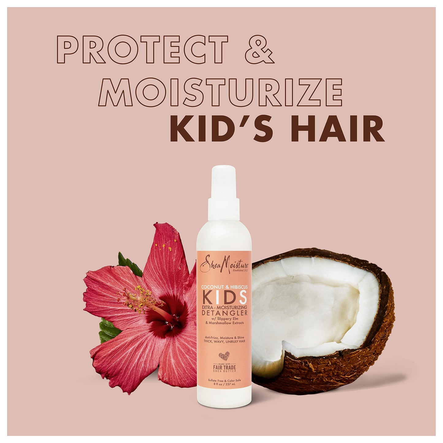 SheaMoisture Kids Extra Moisturizing Detangler Coconut & Hibiscus for Curly Hair Shea Butter Hair Care Product 8 oz Beauty & Personal Care SheaMoisture