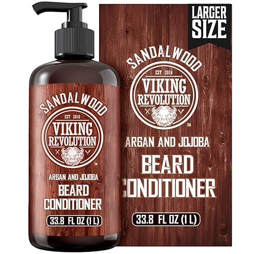 Viking Revolution Sandalwood Beard Conditioner for Men with Argan Oil and Jojoba Oil - Beard Softener and Strengthener Natural Beard Conditioner Beauty & Personal Care Viking Revolution