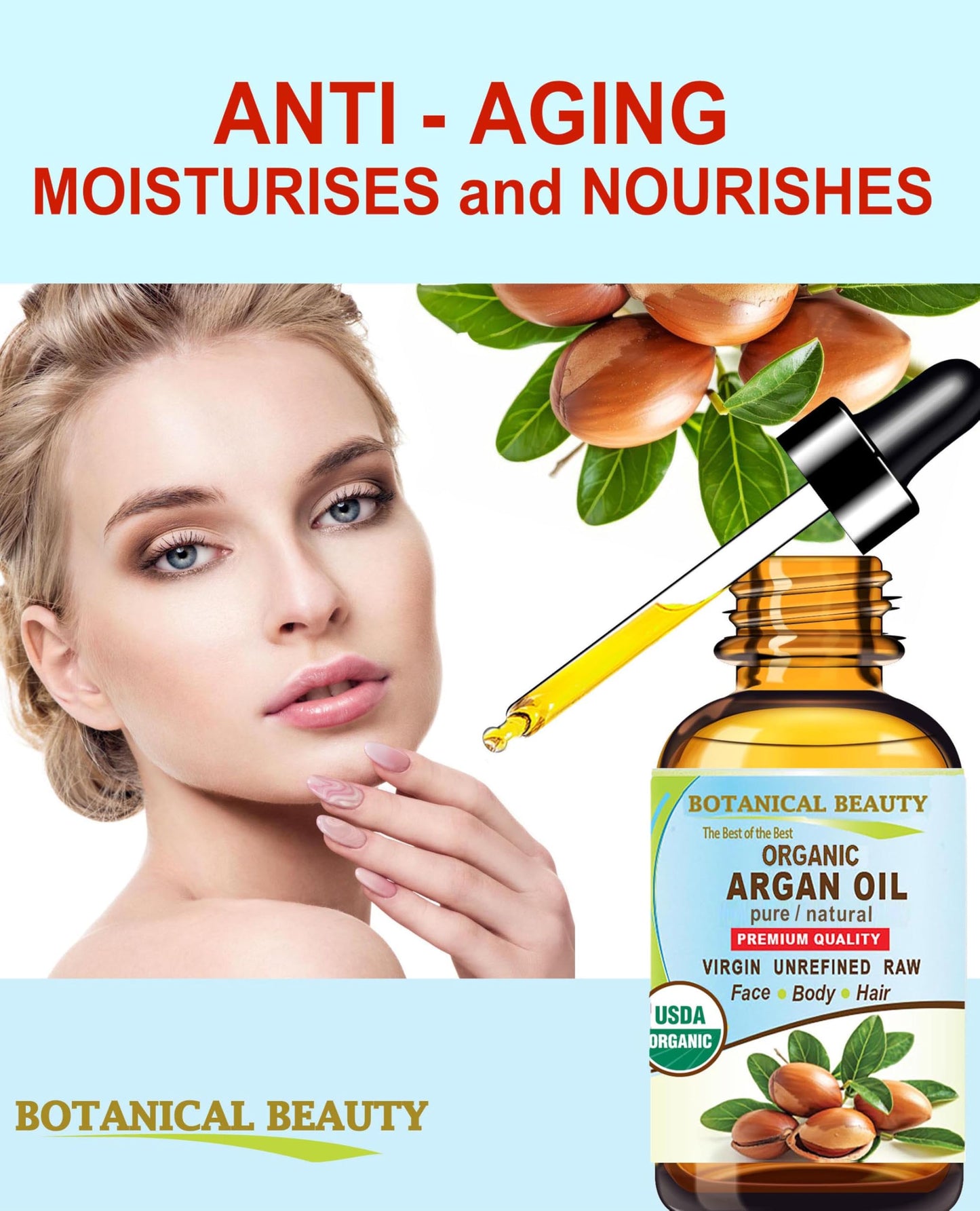 Botanical Beauty Organic ARGAN OIL 100% Pure Natural VIRGIN UNREFINED Cold-Pressed Carrier Oil for Face, Skin, Body, Hair, Lip, Nails. Rich in Vitamin Beauty & Personal Care Botanical Beauty