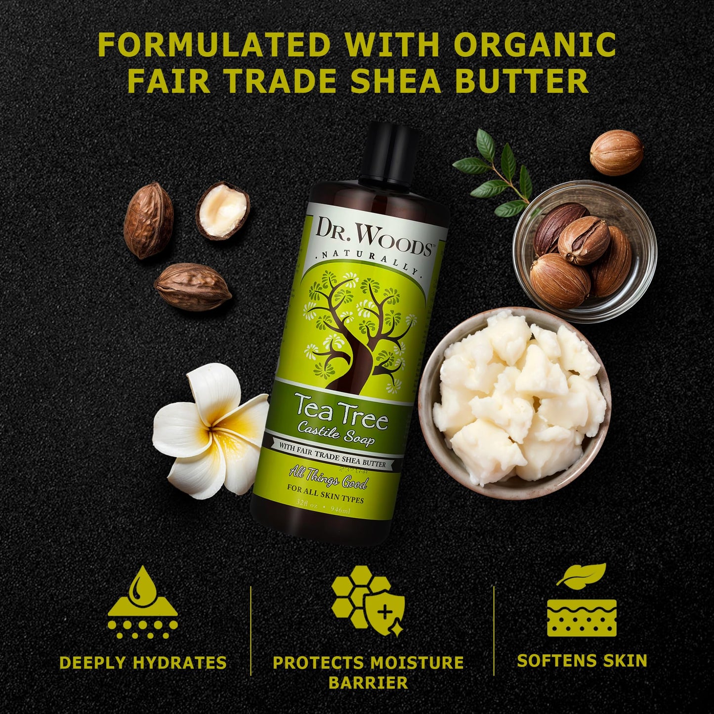 Dr. Woods Tea Tree Liquid Castile Soap - Castile Soap with Pure Tea Tree Oil, Body Wash for Men and Women, Contains Organic Shea Butter, Natural Beauty & Personal Care Dr. Woods