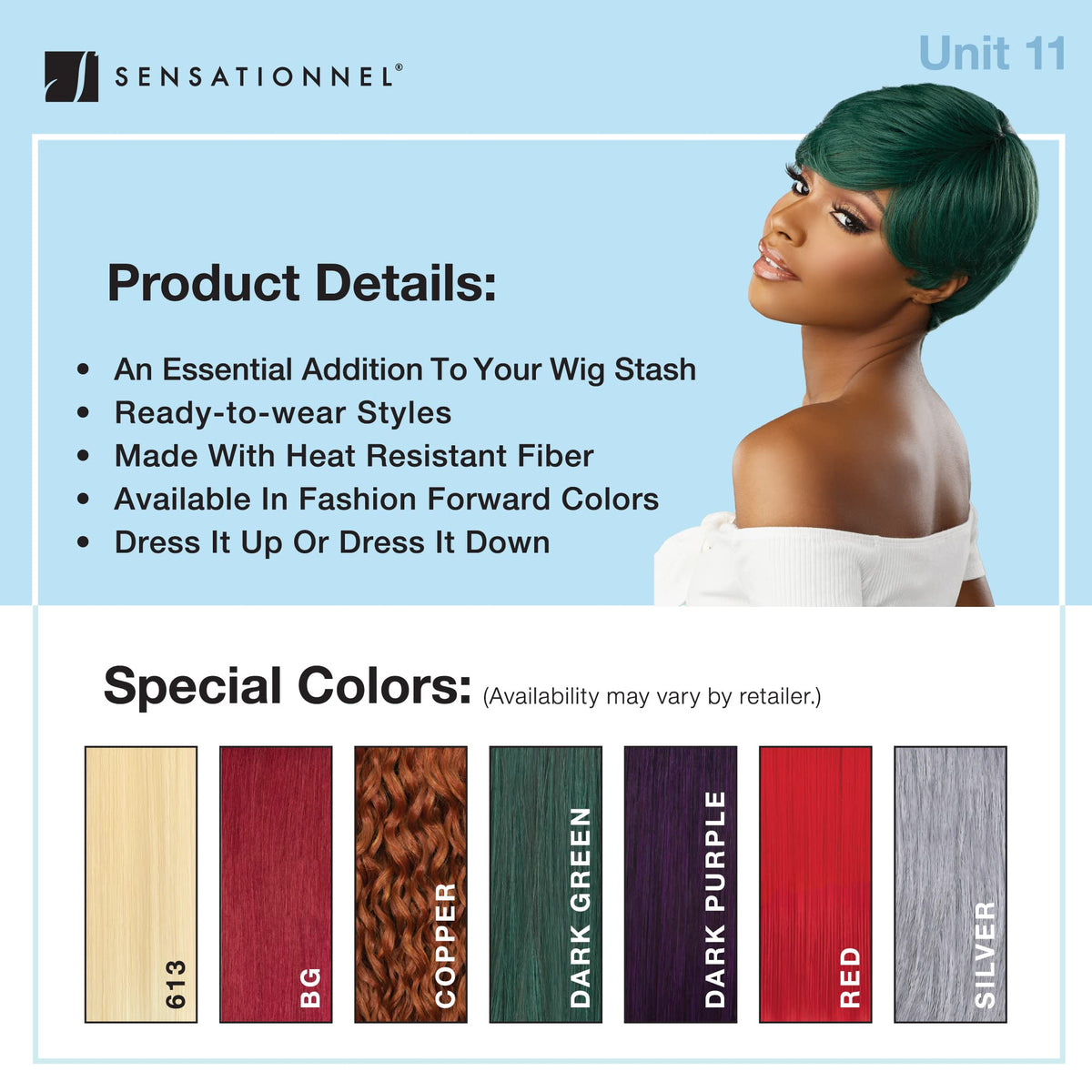 Sensationnel Dashly Wig-Unit 11, DARKGREEN