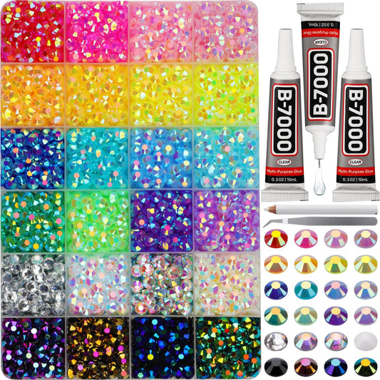 4000Pcs 6mm Rhinestones Gems for Bedazzling Bedazzled Crafting, Rainbow Colorful Multi Colored Bedazzler Kit Flatback Jewel Stone Gemstone for Crafts Beauty and Personal Care Worthofbest Default Title