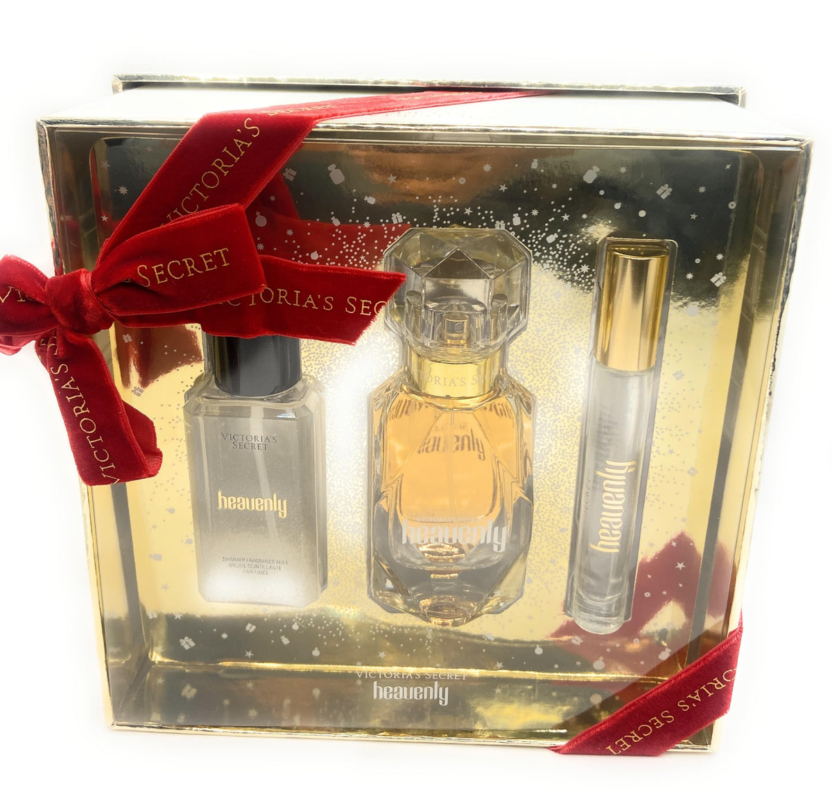 Victoria's Secret Heavenly Eau De Parfum 3 Piece Gift Set 1.7 oz Eau de Parfum, 2.5 oz Shimmer Fragrance Mist & .23 oz EDP Rollerball