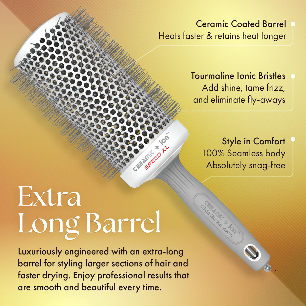 Olivia Garden Ceramic + Ion Speed XL - Extra-Long Round Thermal Hair Brush - Not Electrical - Professional Blowout Brush for Normal to Thick Hair - 3 Beauty & Personal Care Olivia Garden