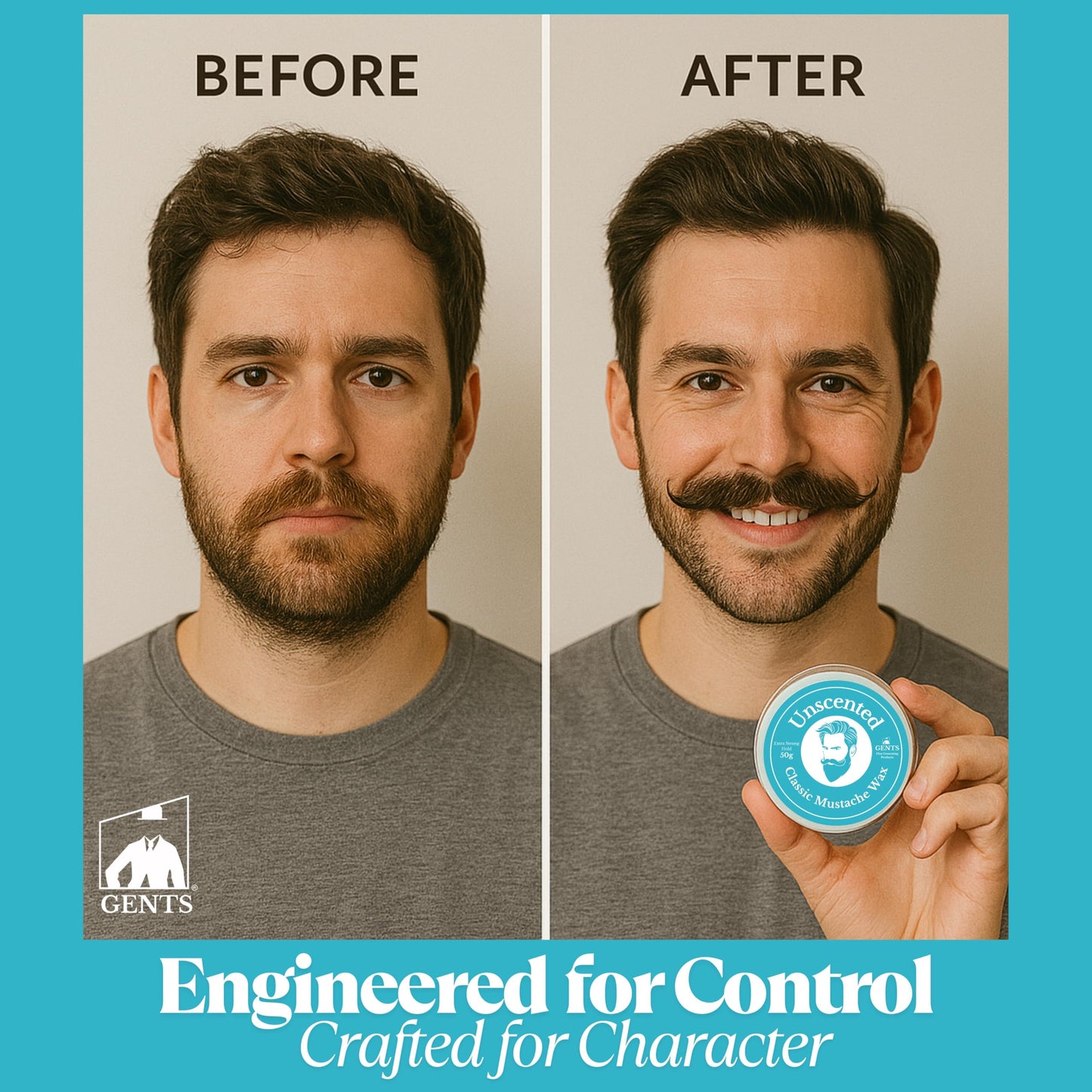 G.B.S Strong Hold Fragrance Free Mustache Wax, Easy Application, Restyleable, long lasting hold with Styling Comb (1.7 oz) (3 Pack, Unscented) Beauty and Personal Care G.B.S