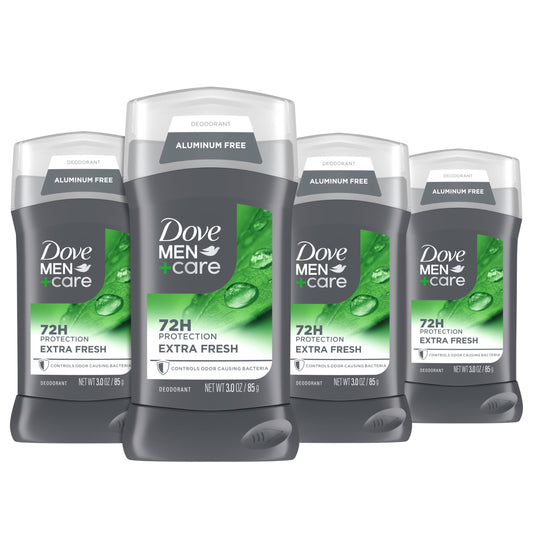 Dove Men+Care Deodorant Stick for Men 4 Count Extra Fresh Aluminum Free 72-Hour Odor Protection Mens Deodorant with 1/4 Moisturizing Cream 3 oz Beauty and Personal Care DOVE MEN + CARE
