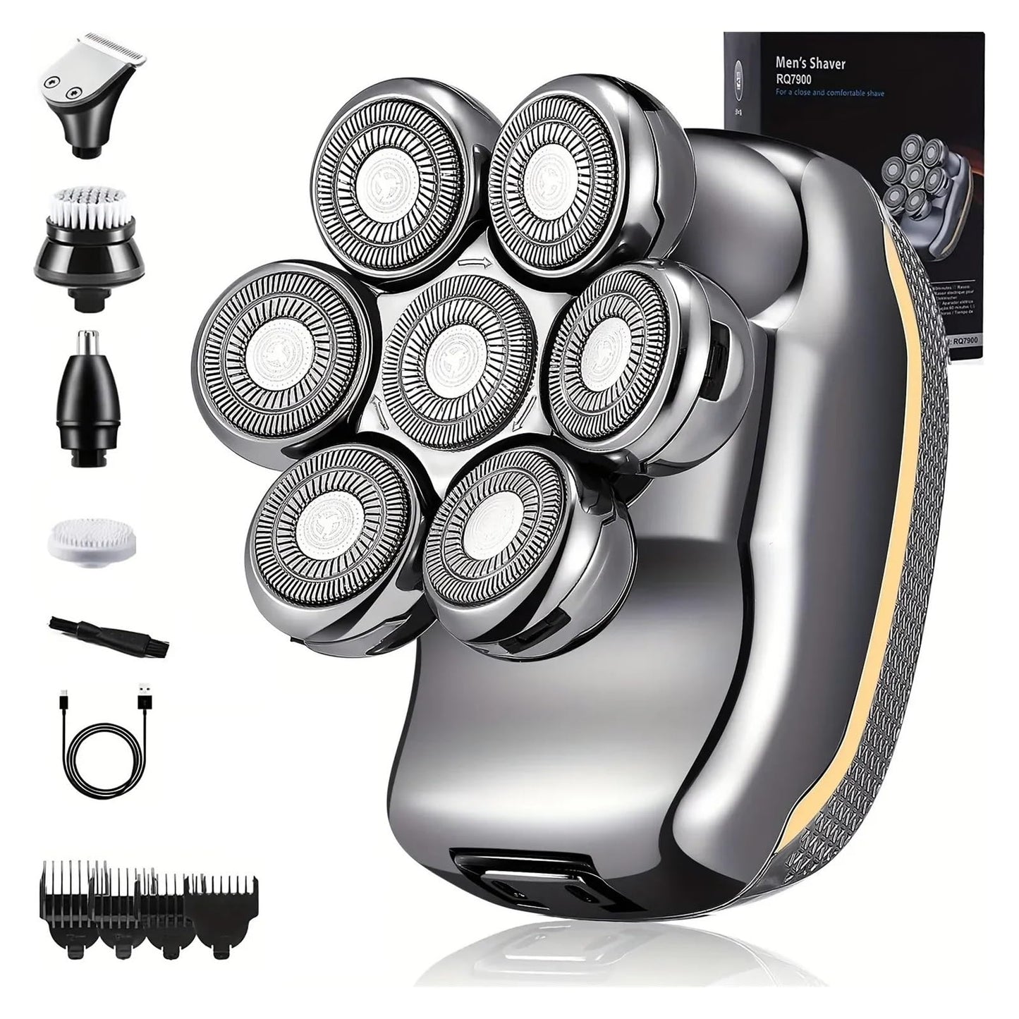 Razors Men's Electric Head Shaver Razor Rechargeable Cordless Hair Shaving Razors for Bald Man 6 in 1 Waterproof Wet Dry Beard Trimmer(Standard Set) Beauty and Personal Care EWKYLSEM