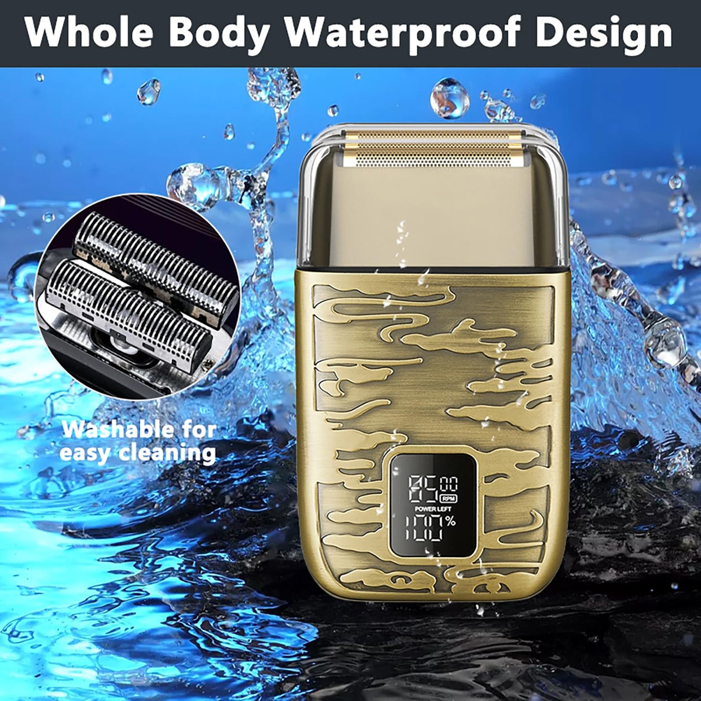 Portable Retro Electric Trimmer Efficient Cordless Beard Dual Head Wet and Dry Men's Beauty Instrument Suitable for Home Travel Beauty and Personal Care QDKVTNDJZ