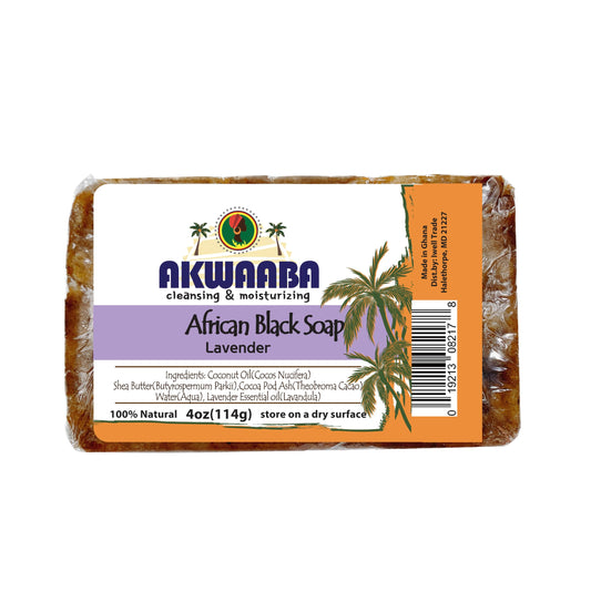 AKWAABA African Black Soap | Lavender | Bar Soap | 4 oz | For Face & Body Beauty & Personal Care AKWAABA