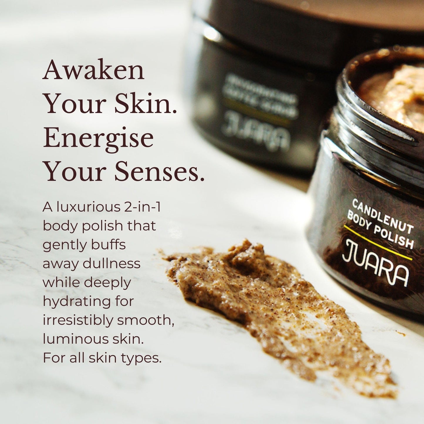 JUARA Candlenut Body Polish - 2-in-1 Exfoliating Body Scrub with Candlenut Oil, Rice Bran & Walnut Shell - Moisturizing Body Exfoliator, No Water Beauty & Personal Care Juara