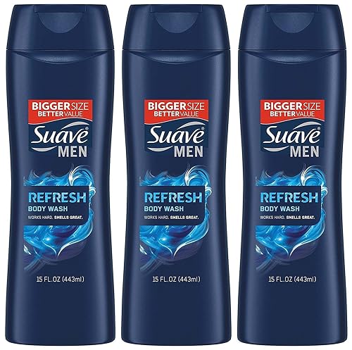 Suave Men Body Wash, Refresh, 15 Fl Ounce (Pack of 3) Beauty & Personal Care Suave
