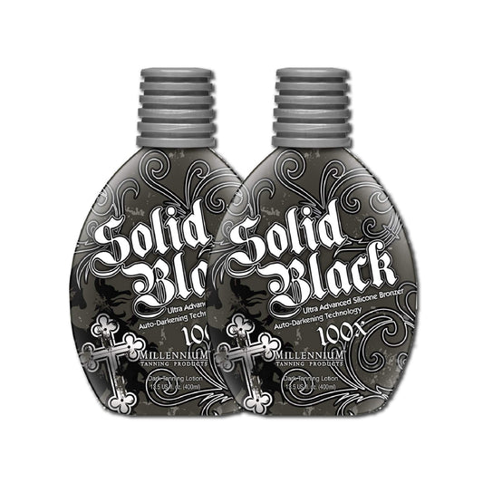 2 PACK Millennium Tanning SOLID BLACK 100X Dark Tanning Lotion Indoor Outdoor Tan Enhancing Silicone Bronzer Tanning Bed Lotion 13.5 Fl oz (400 ml) Beauty & Personal Care Millennium Tanning