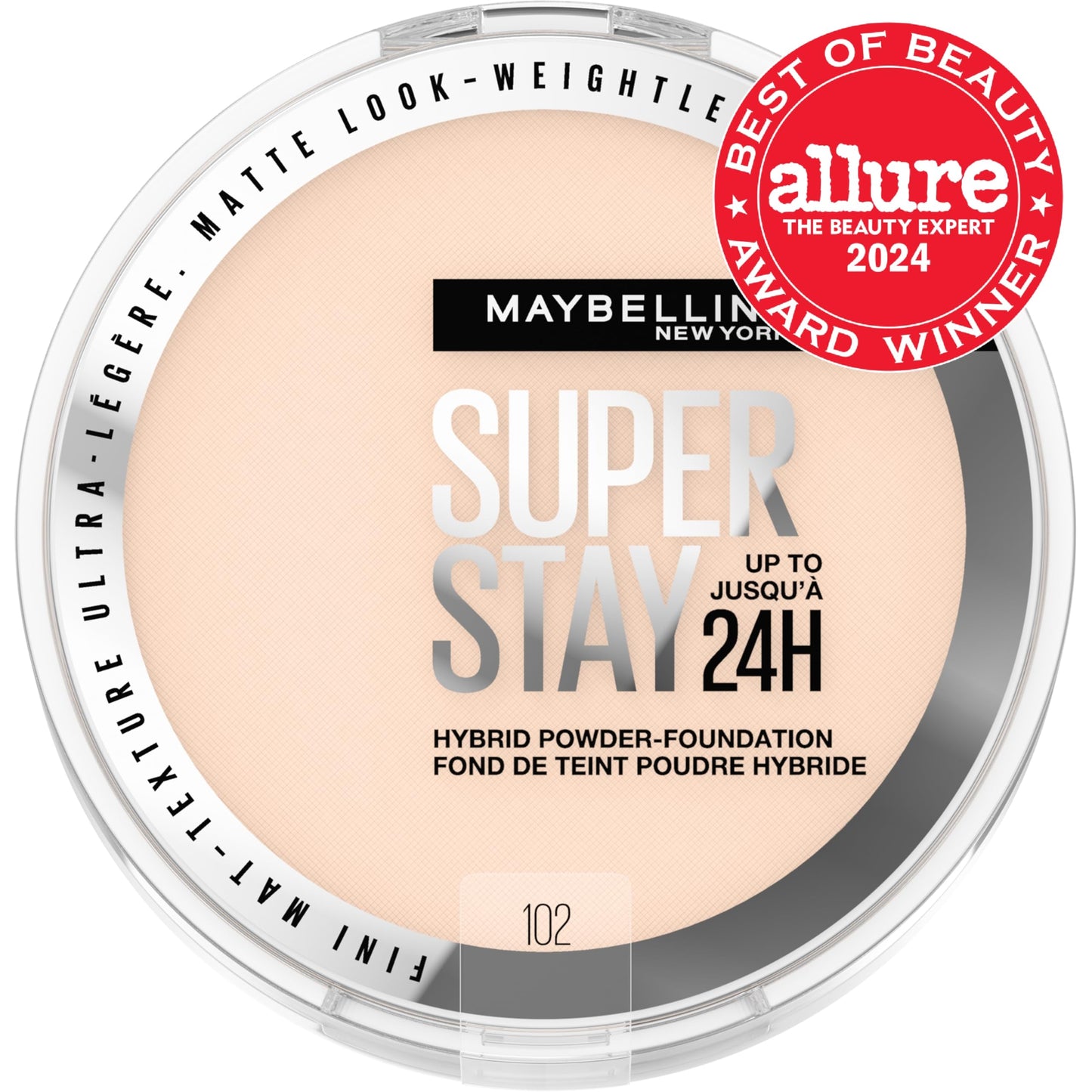 Maybelline Super Stay Up to 24HR Hybrid Powder-Foundation, Medium-to-Full Coverage Makeup, Matte Finish, 102, 1 Count Beauty & Personal Care MAYBELLINE