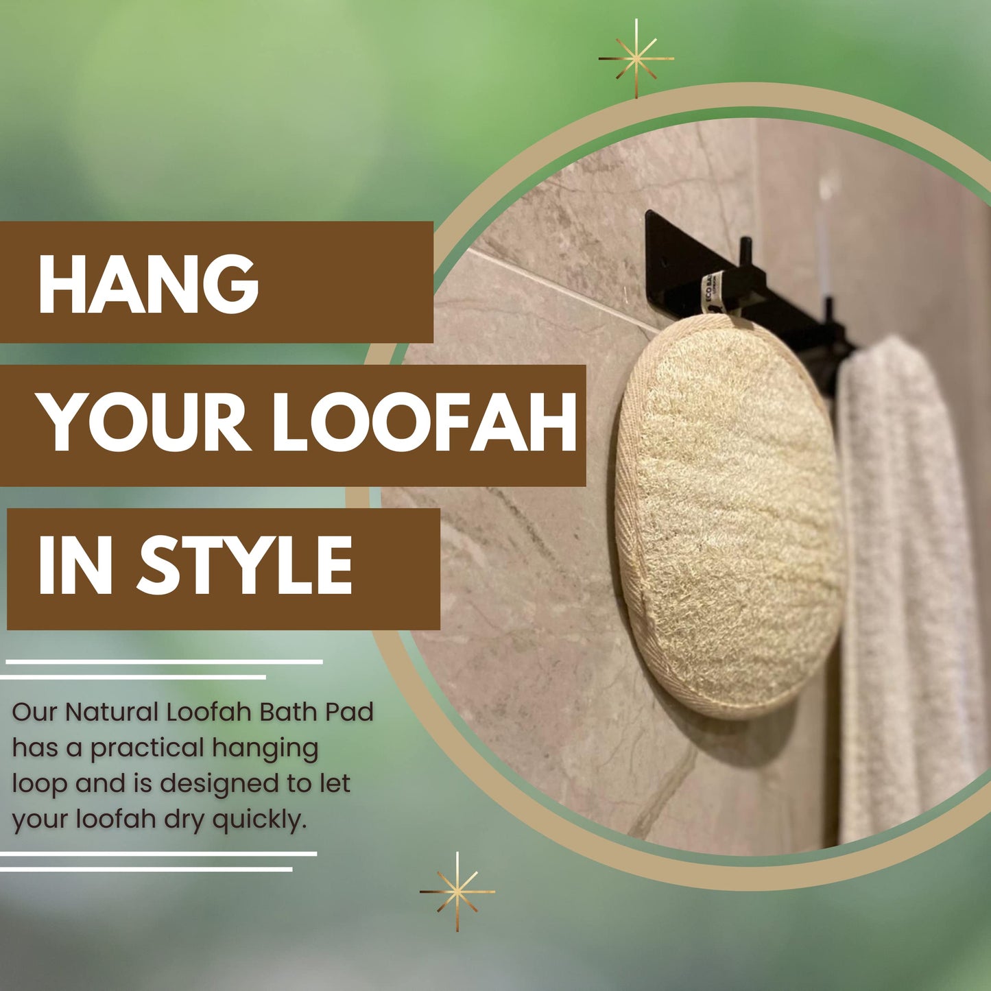 Eco Bath London Natural Loofah Pad - Exfoliating Loofah Sponge for Women and Men, 100% Natural Loofah Body Scrubber, Eco-Friendly and Biodegradable Beauty and Personal Care Eco Bath London